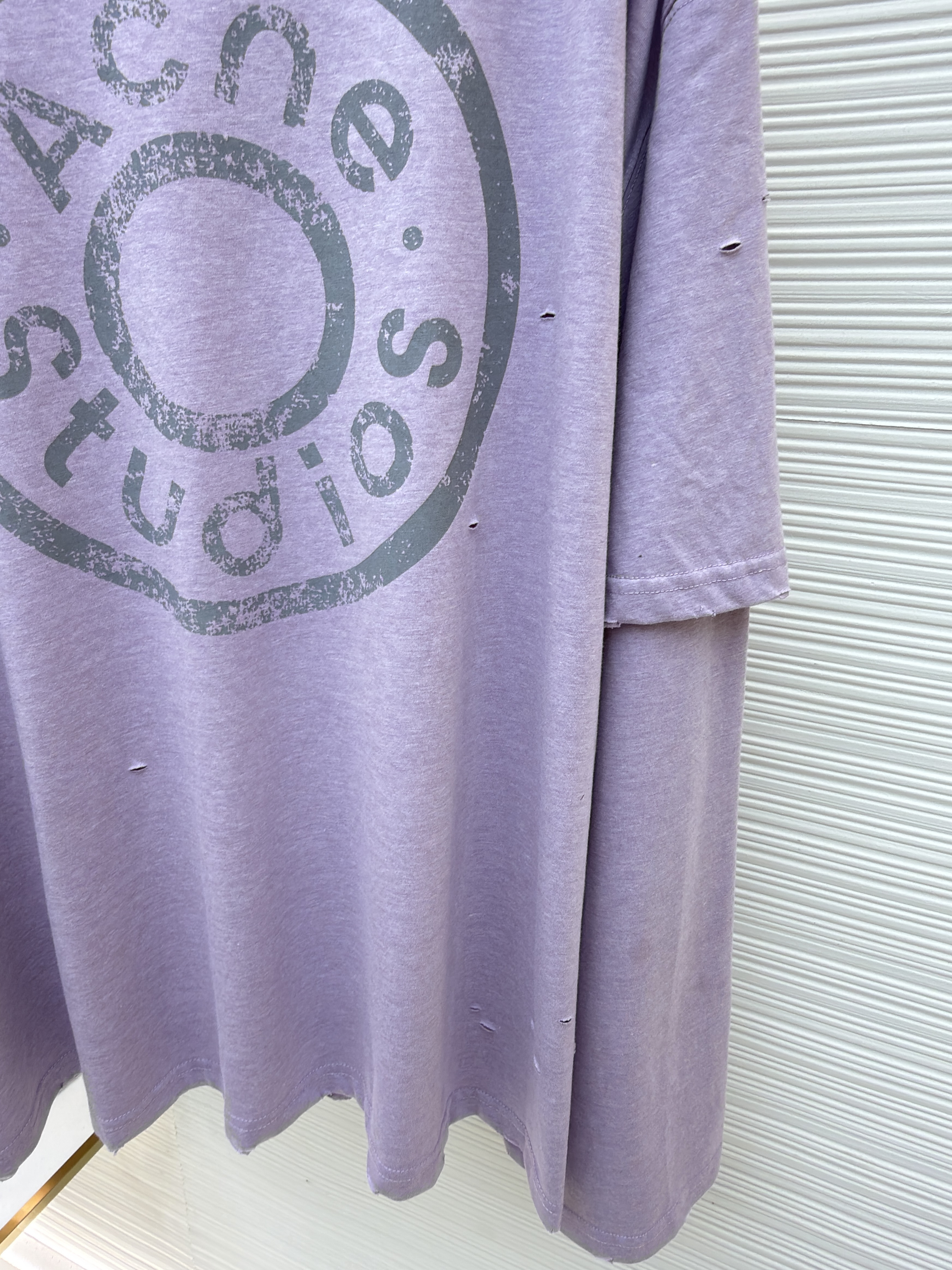 Acne Studios 纽扣徽标印花假两件圆领T恤 打底衫 长袖 紫色 蓝色 A5 CL0431-833
