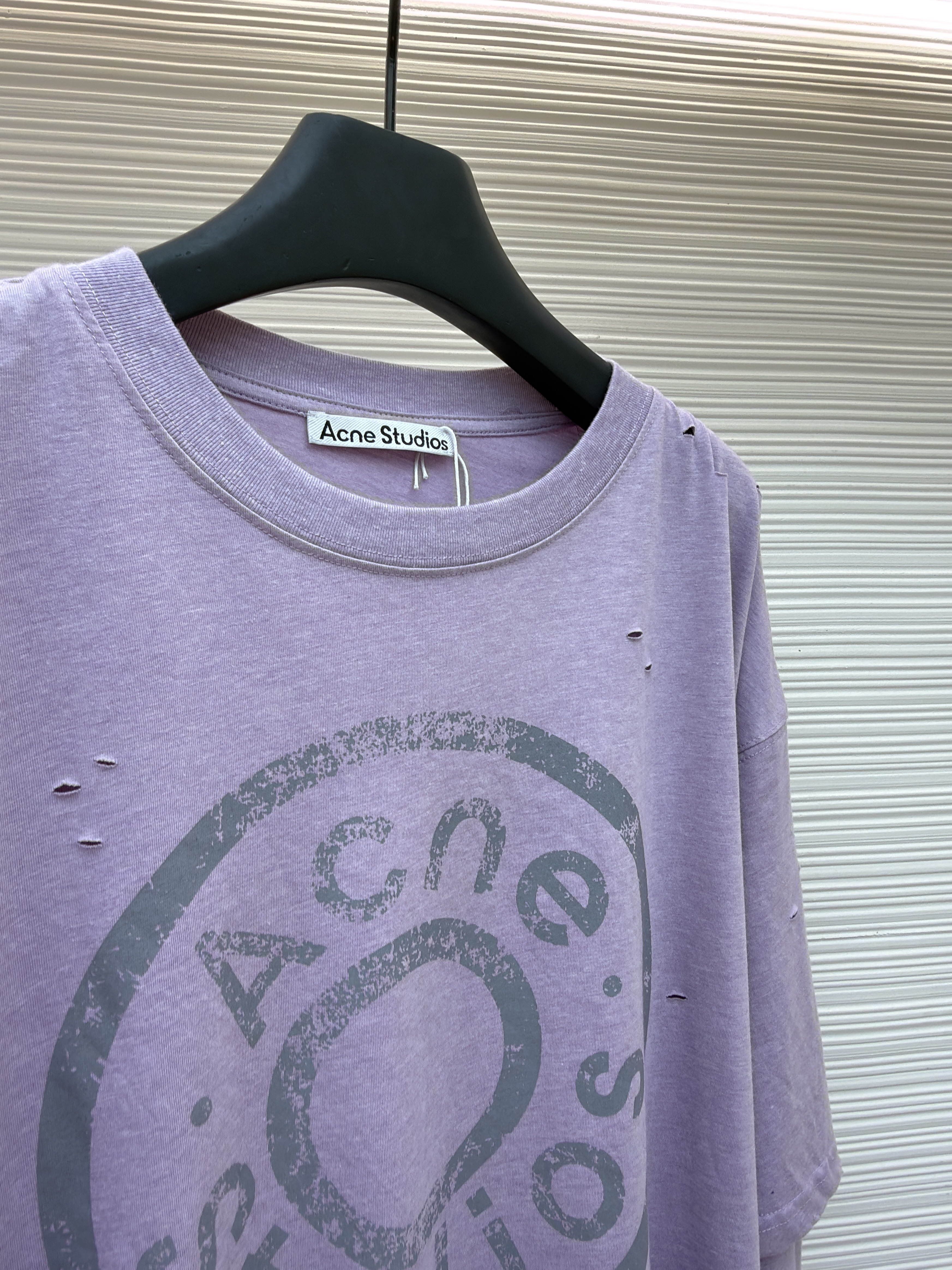 Acne Studios 纽扣徽标印花假两件圆领T恤 打底衫 长袖 紫色 蓝色 A5 CL0431-833