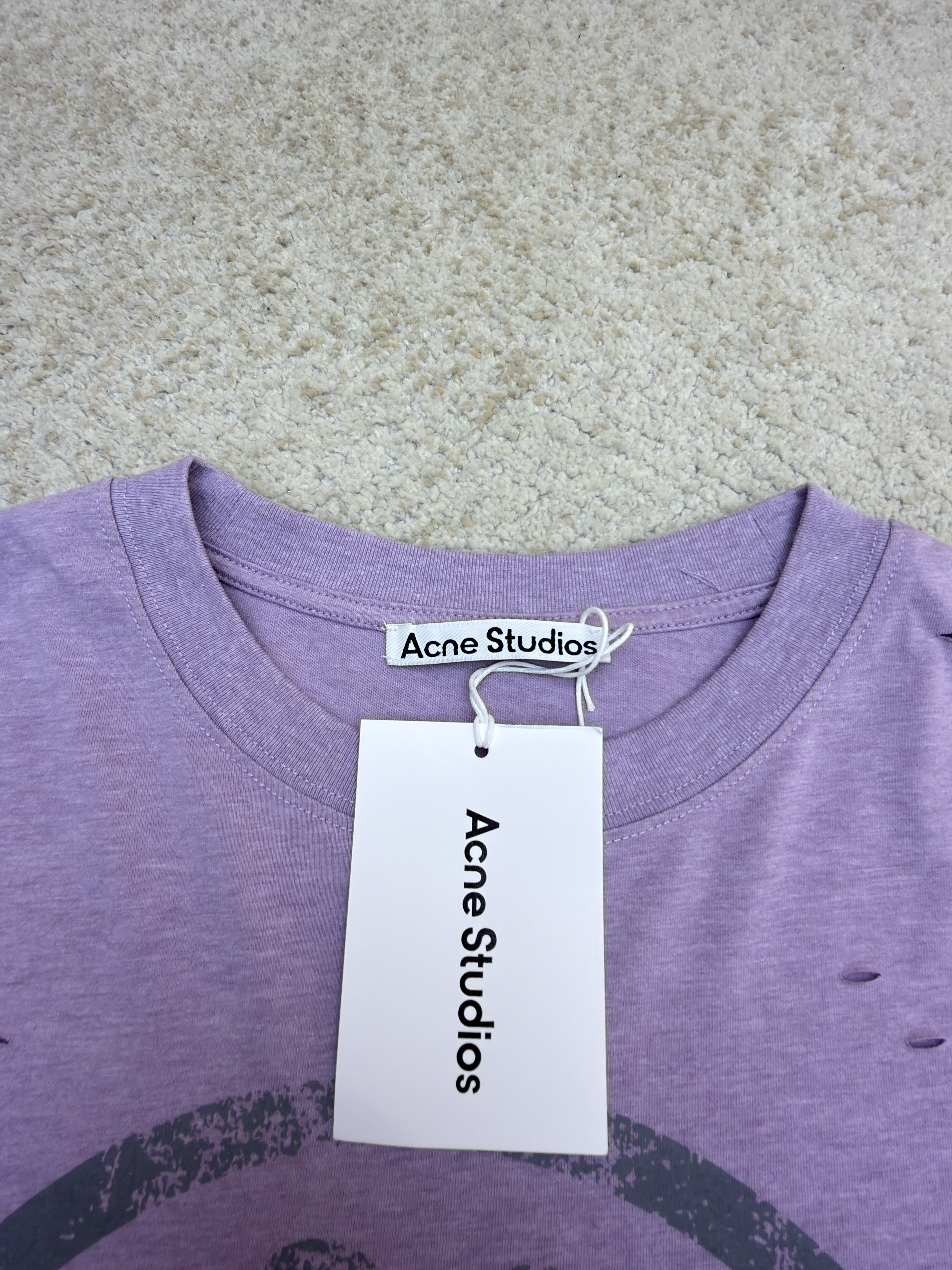 Acne Studios 纽扣徽标印花假两件圆领T恤 打底衫 长袖 紫色 蓝色 A5 CL0431-833
