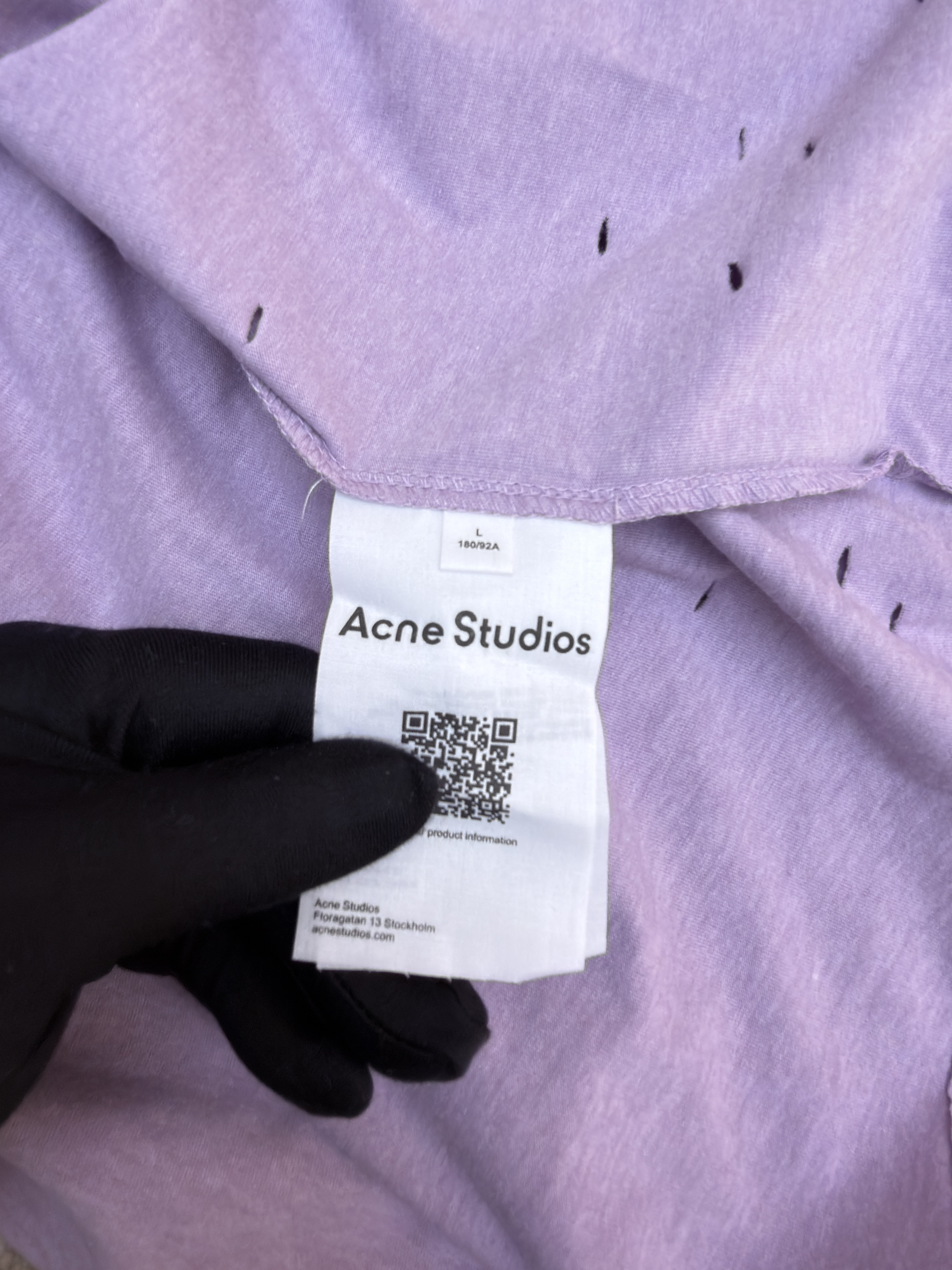 Acne Studios 纽扣徽标印花假两件圆领T恤 打底衫 长袖 紫色 蓝色 A5 CL0431-833