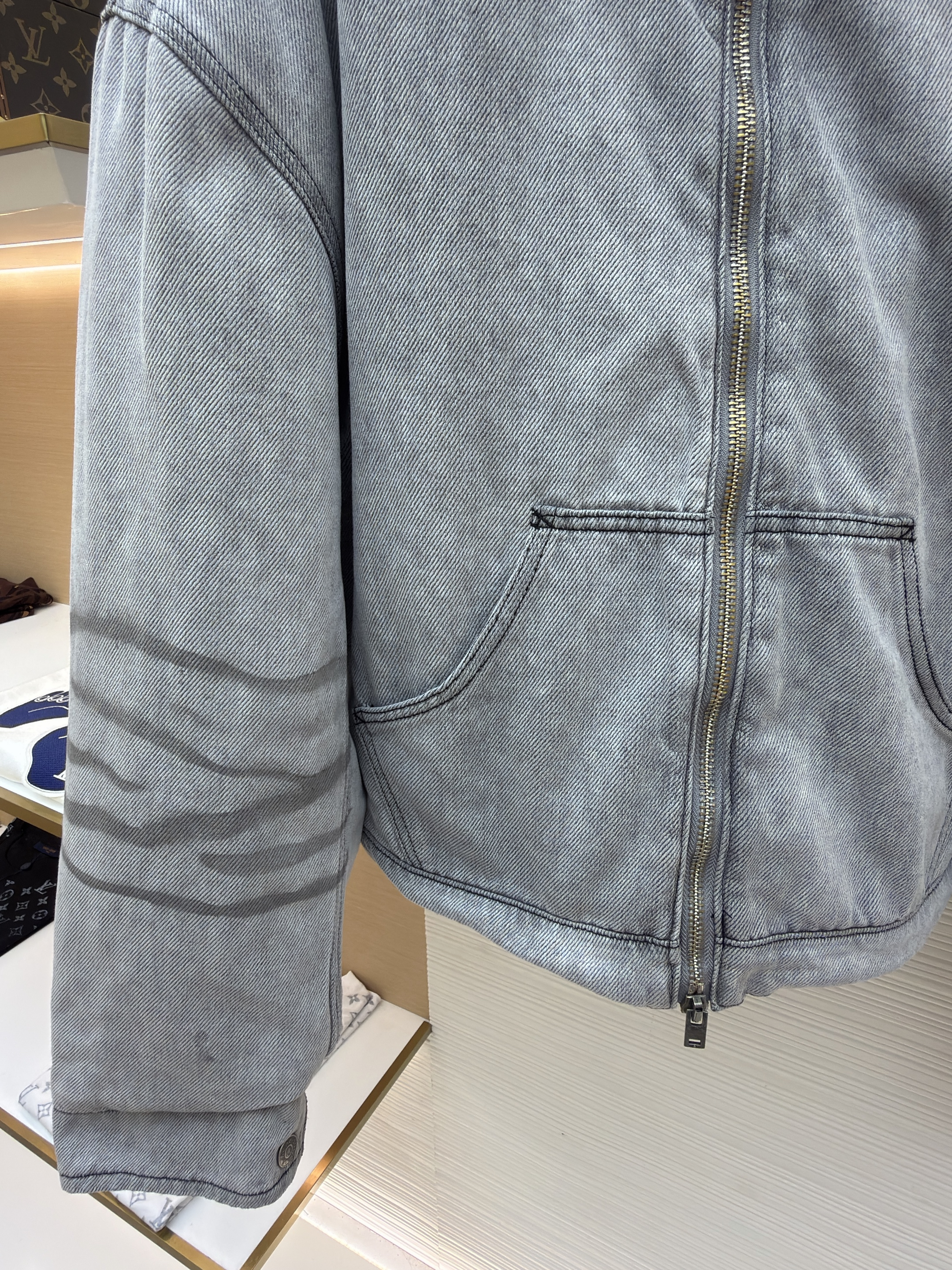 Acne Studios 做旧皮革牛仔棉服 牛仔外套 夹克 外套 长袖 保暖 灰色 C5