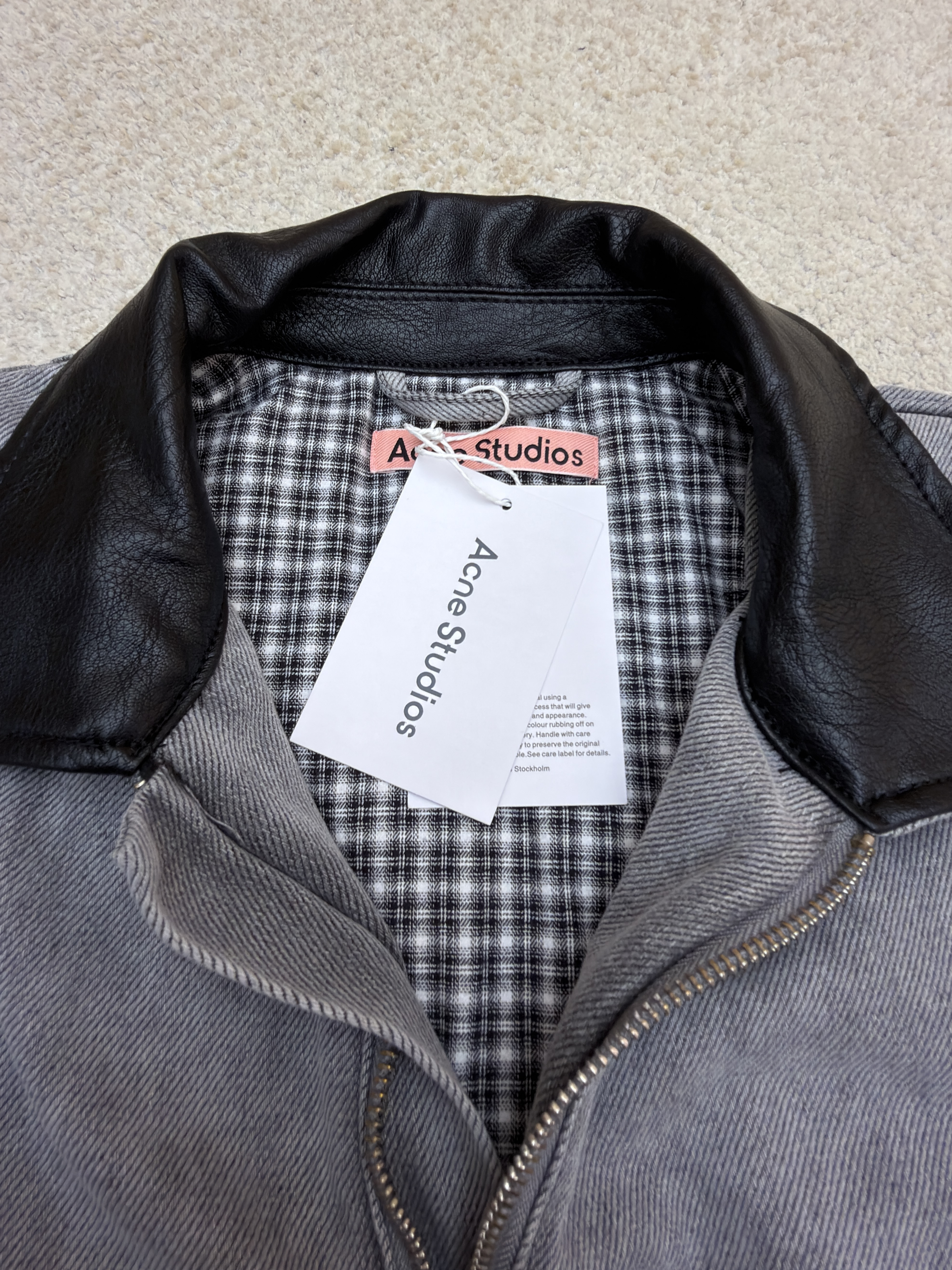 Acne Studios 做旧皮革牛仔棉服 牛仔外套 夹克 外套 长袖 保暖 灰色 C5