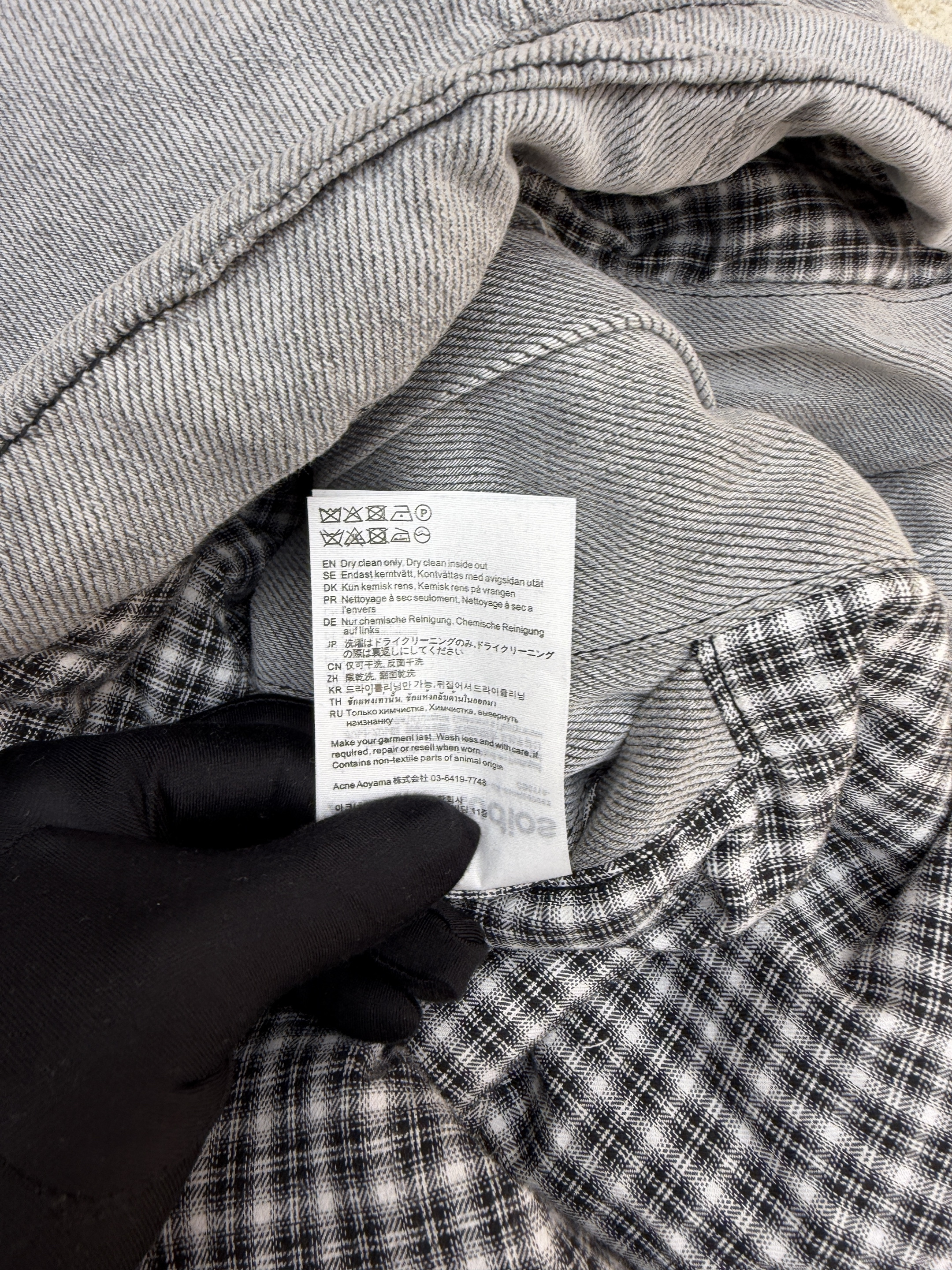 Acne Studios 做旧皮革牛仔棉服 牛仔外套 夹克 外套 长袖 保暖 灰色 C5