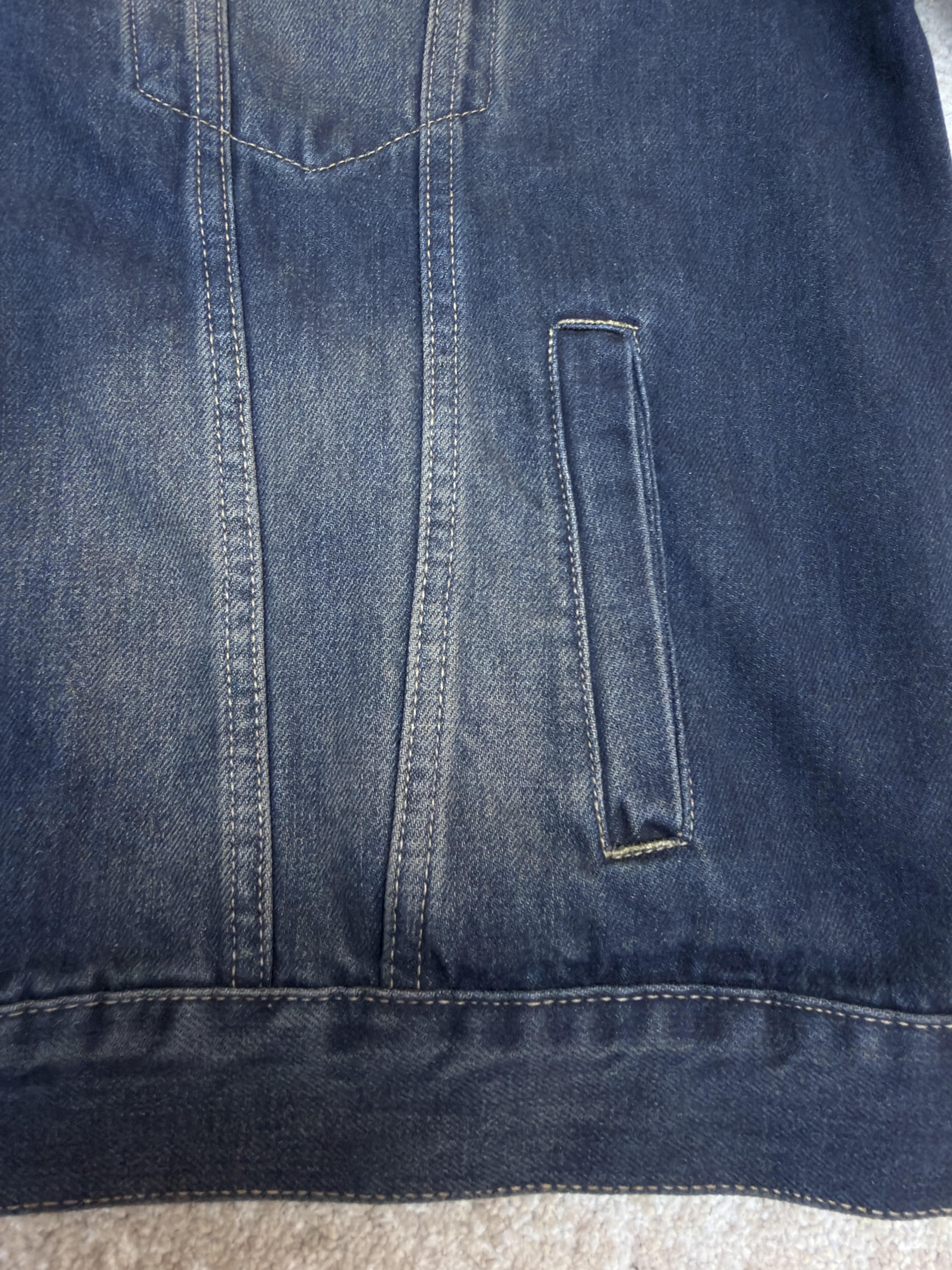Acne Studios 刺绣字母徽标皮领水洗牛仔外套 牛仔衣 夹克 长袖 深蓝色 C0 C90174-838