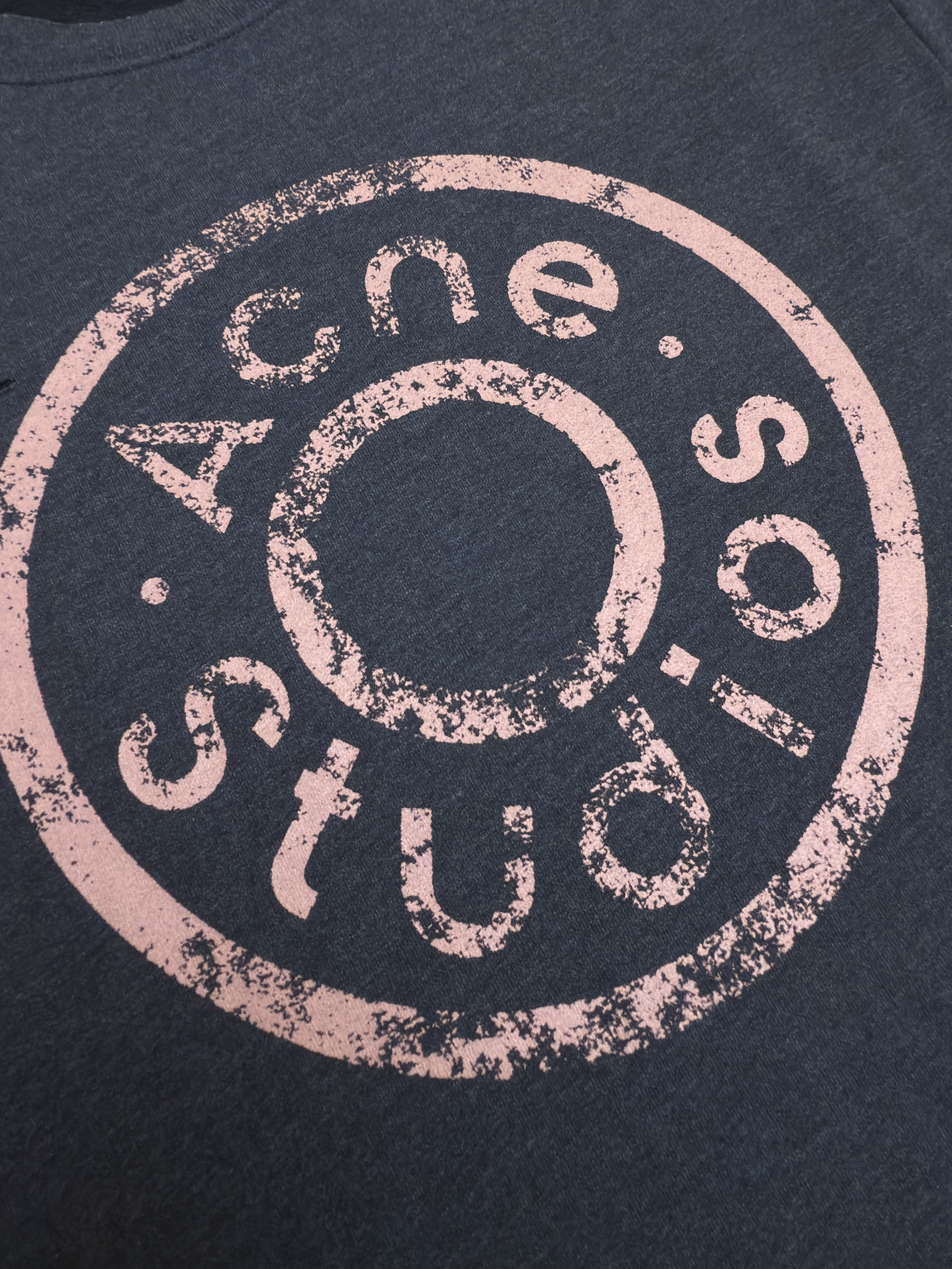 Acne Studios 破洞做旧徽标圆领卫衣 运动衫 外套 长袖 黑灰色 灰绿色 B0