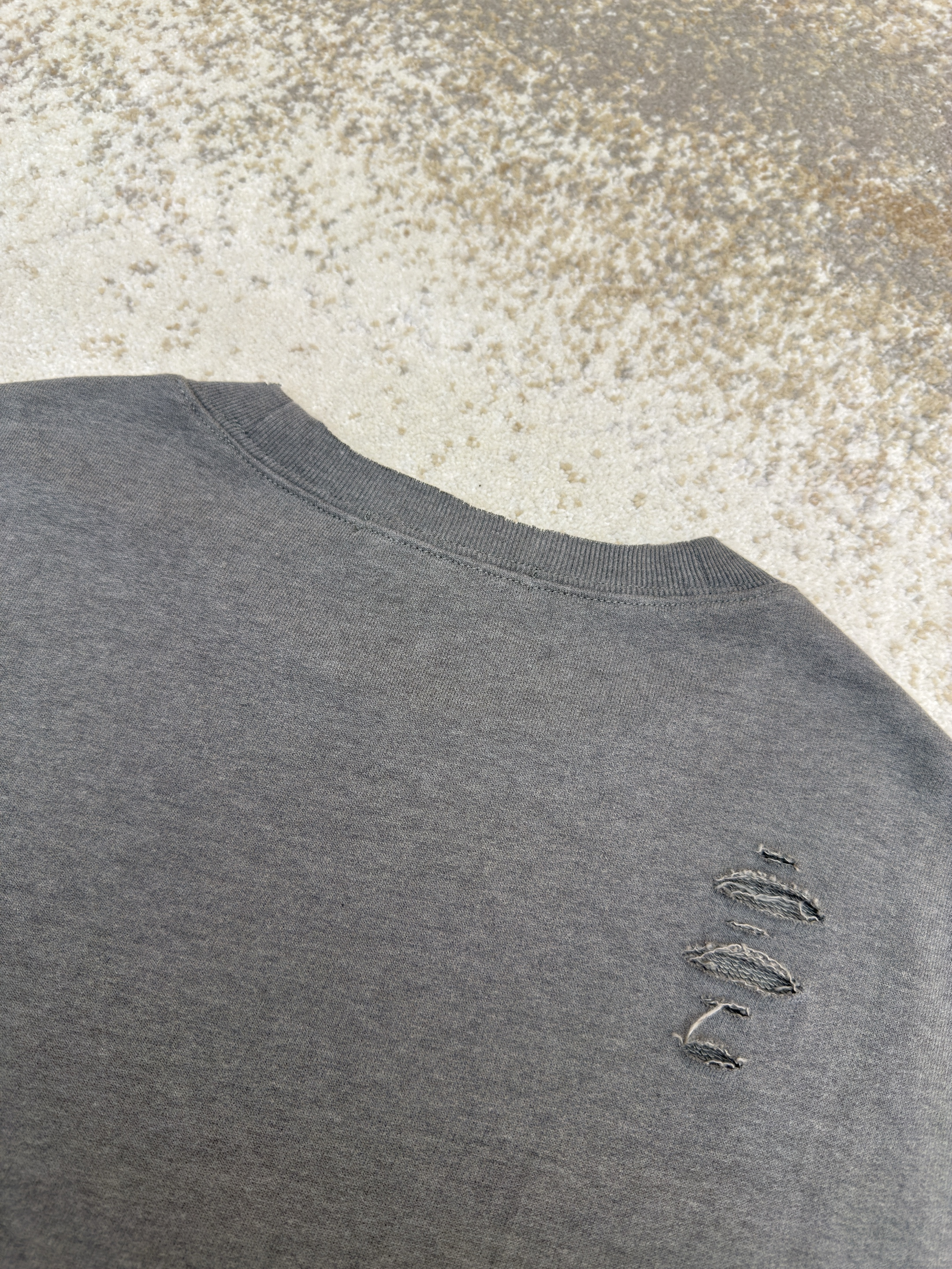 Acne Studios 破洞做旧徽标圆领卫衣 运动衫 外套 长袖 黑灰色 灰绿色 B0