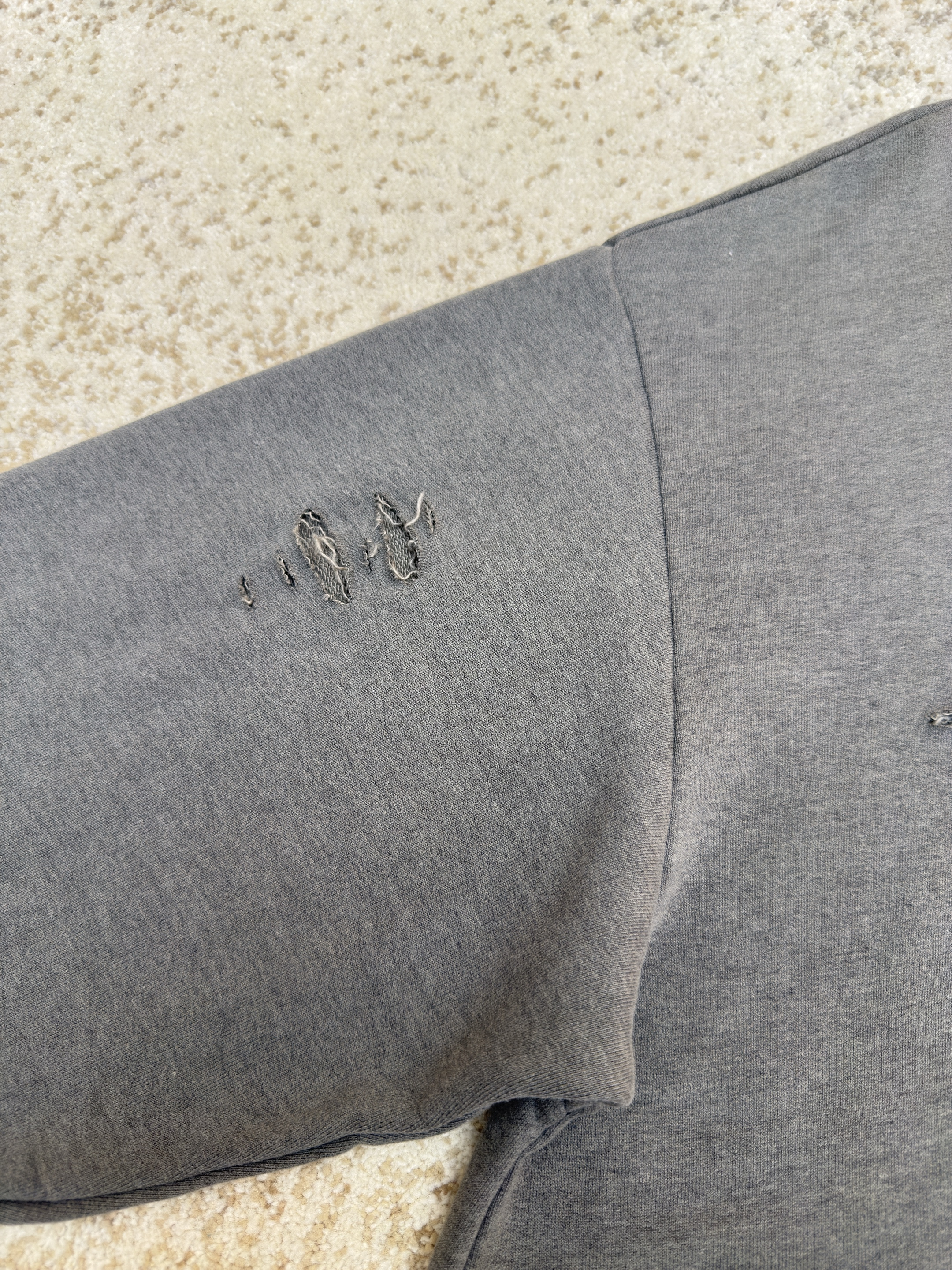 Acne Studios 破洞做旧徽标圆领卫衣 运动衫 外套 长袖 黑灰色 灰绿色 B0