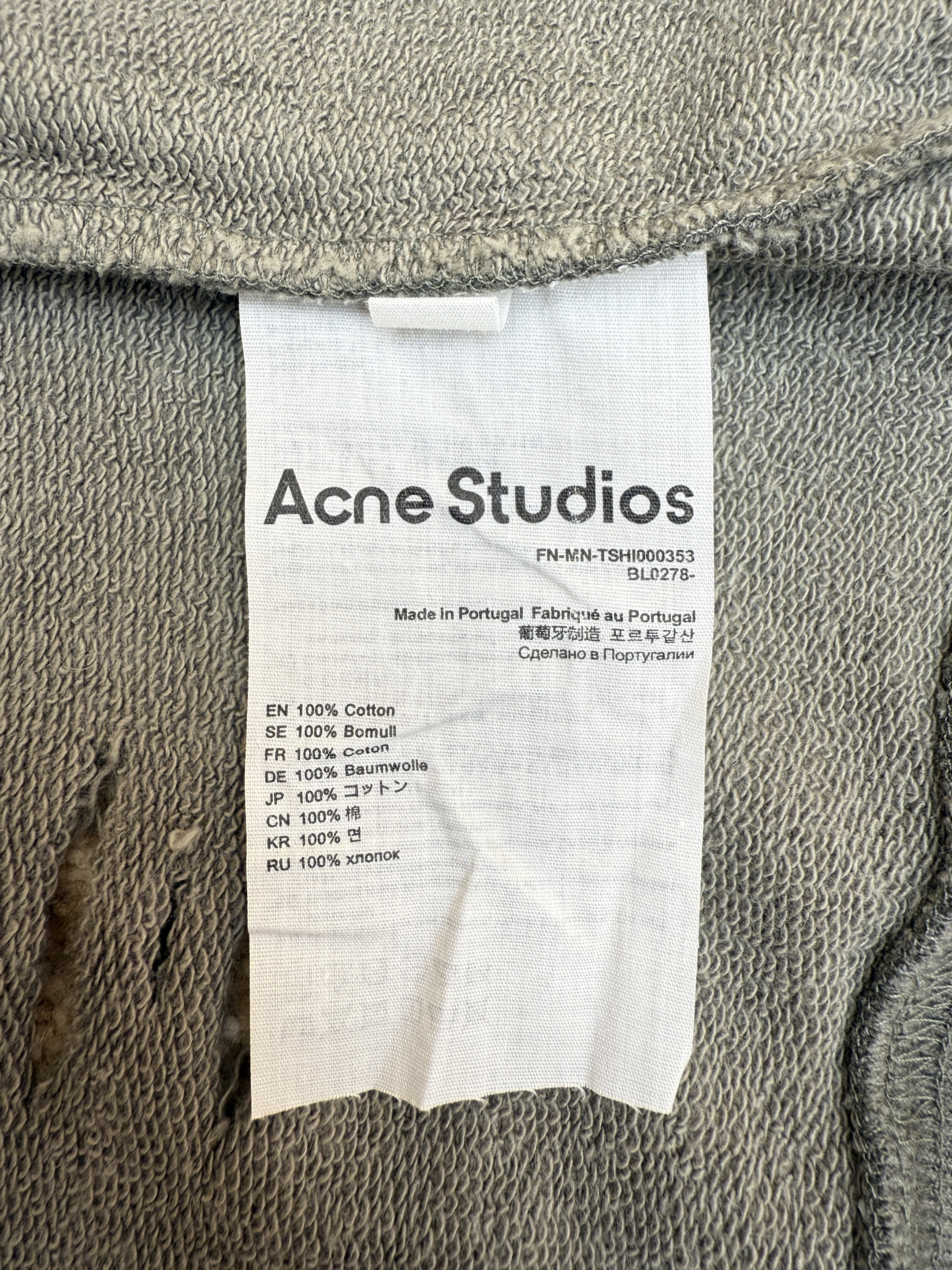 Acne Studios 破洞做旧徽标圆领卫衣 运动衫 外套 长袖 黑灰色 灰绿色 B0