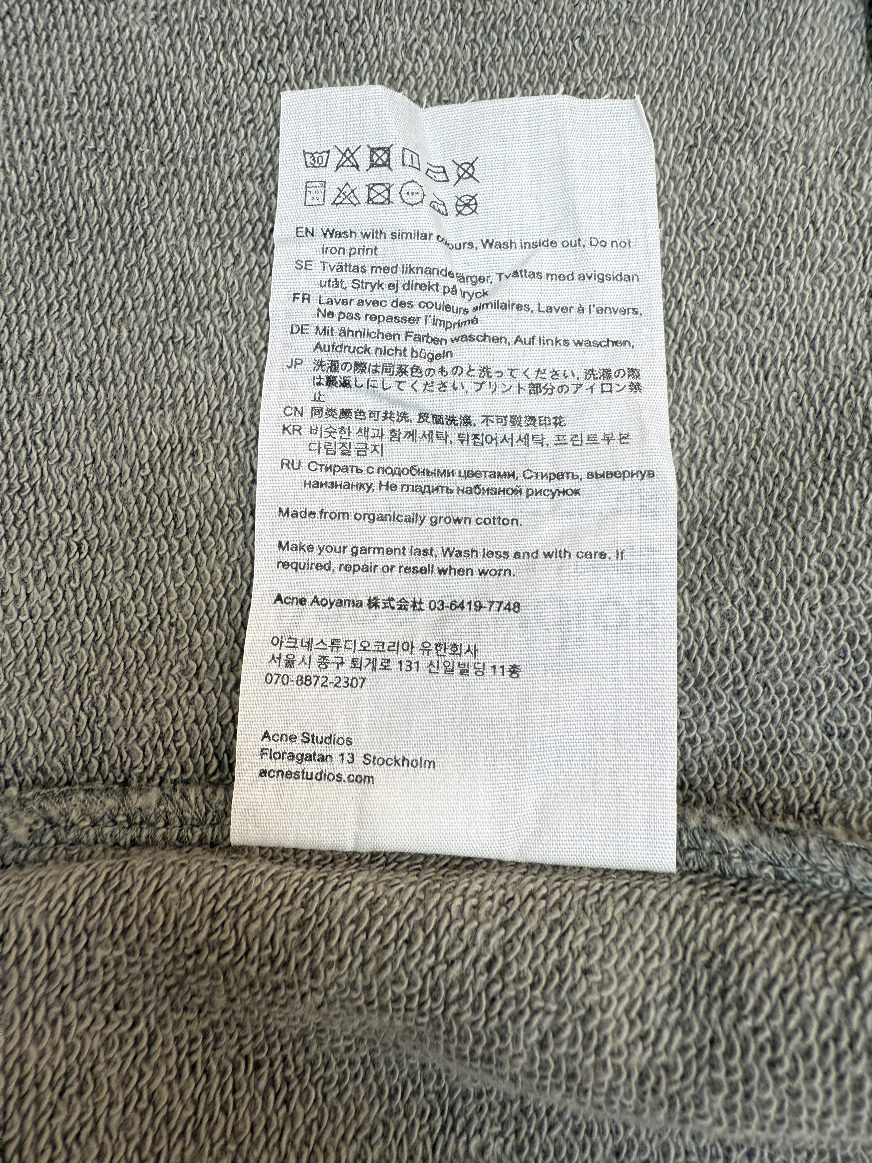 Acne Studios 破洞做旧徽标圆领卫衣 运动衫 外套 长袖 黑灰色 灰绿色 B0