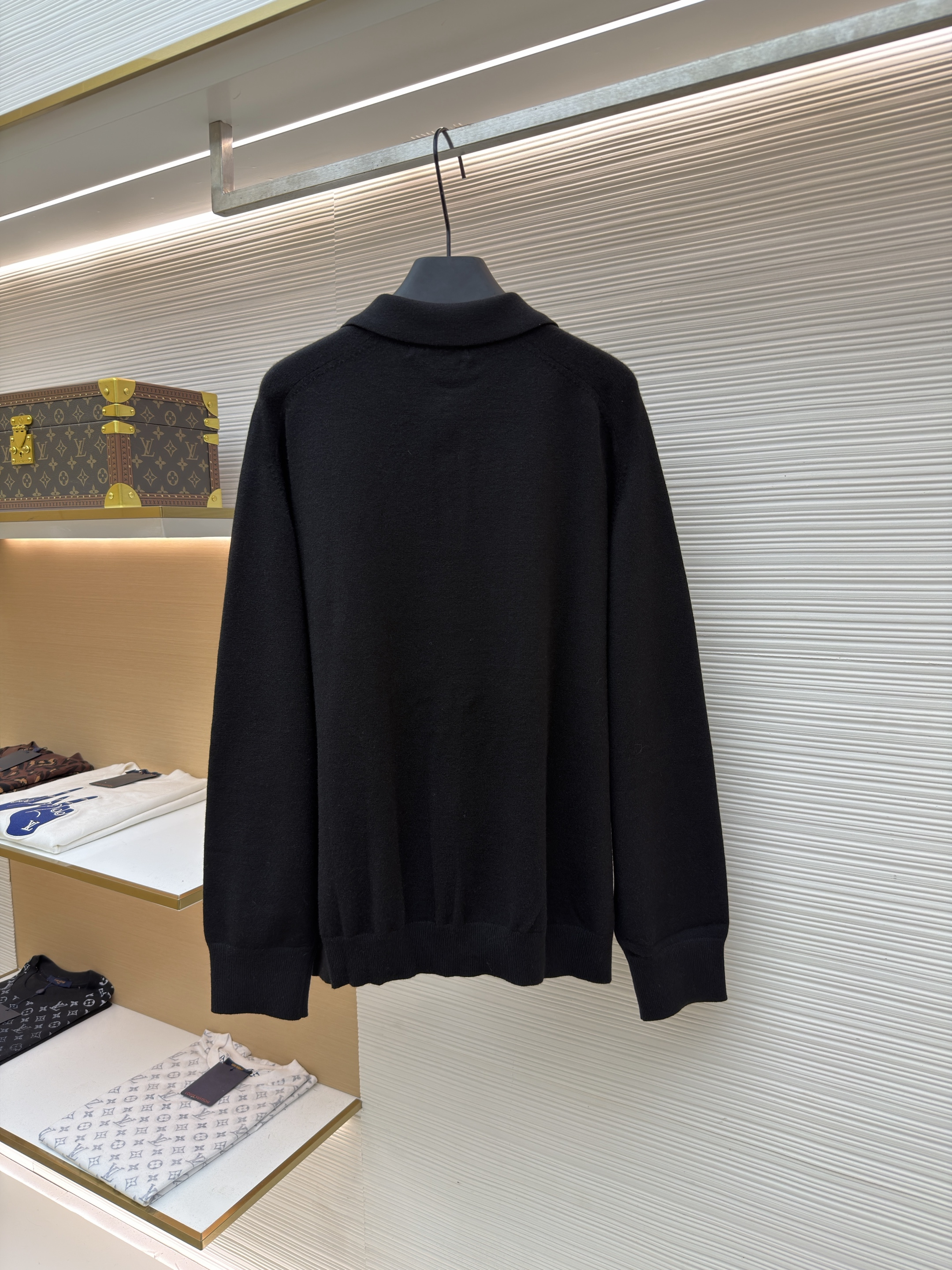 Acne Studios 徽标刺绣针织Polo衫 毛衣 针织衫 长袖 灰色 黑色 A7