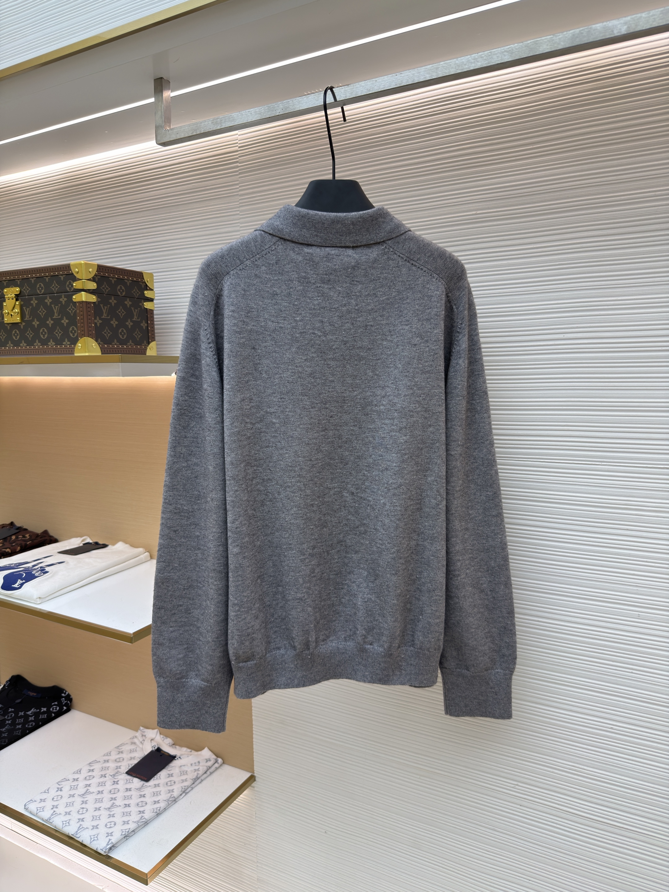 Acne Studios 徽标刺绣针织Polo衫 毛衣 针织衫 长袖 灰色 黑色 A7