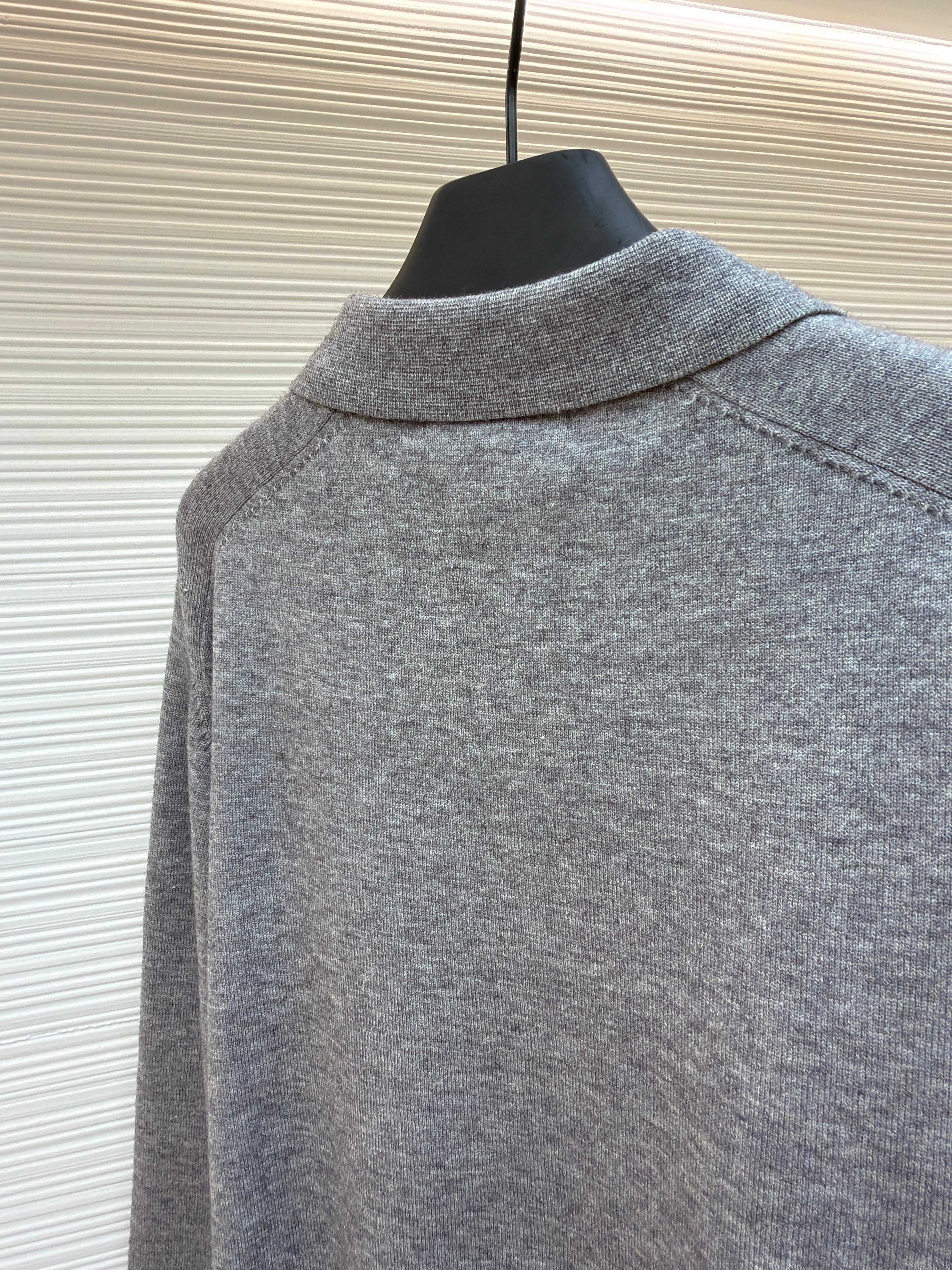 Acne Studios 徽标刺绣针织Polo衫 毛衣 针织衫 长袖 灰色 黑色 A7