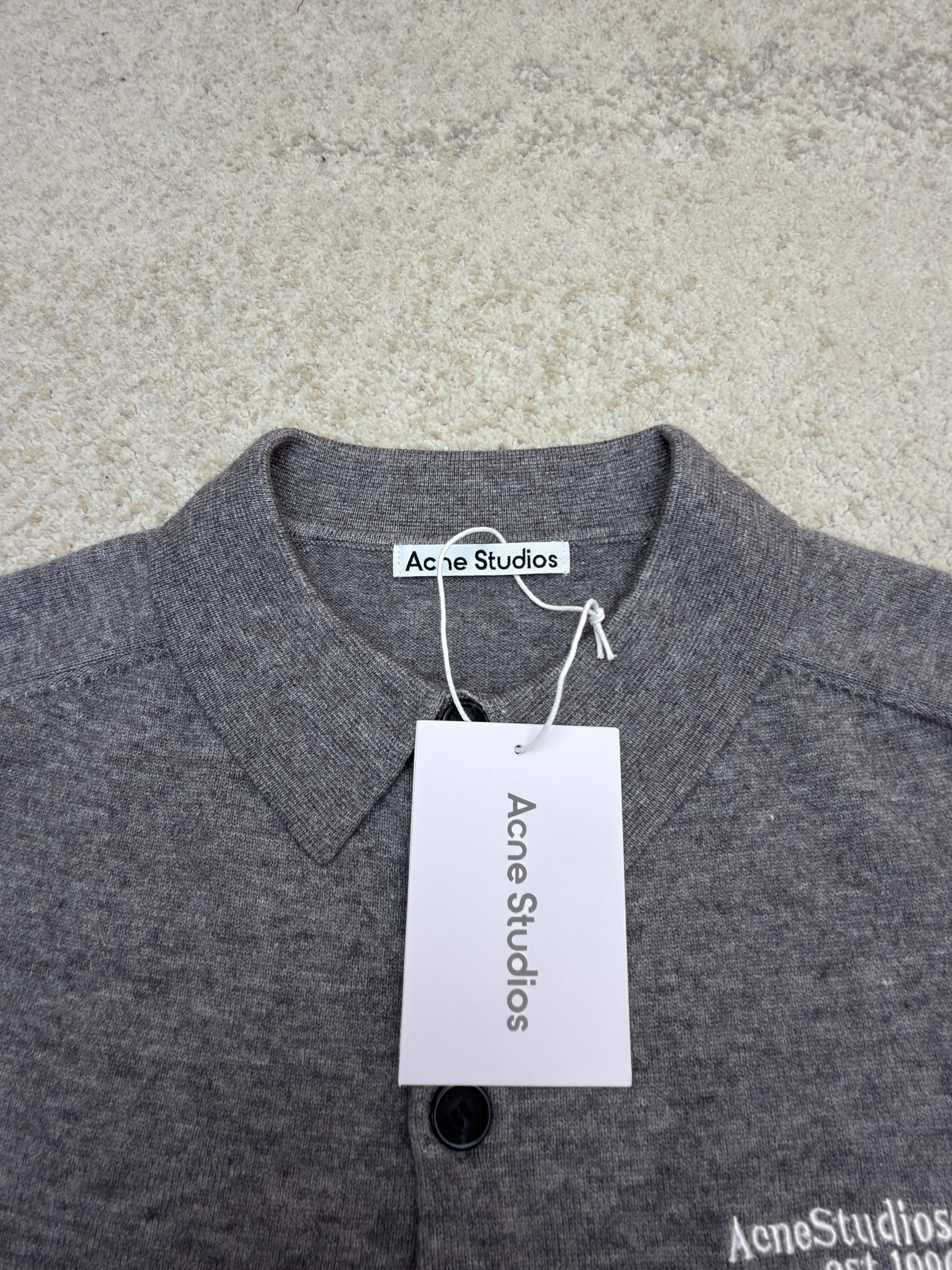 Acne Studios 徽标刺绣针织Polo衫 毛衣 针织衫 长袖 灰色 黑色 A7