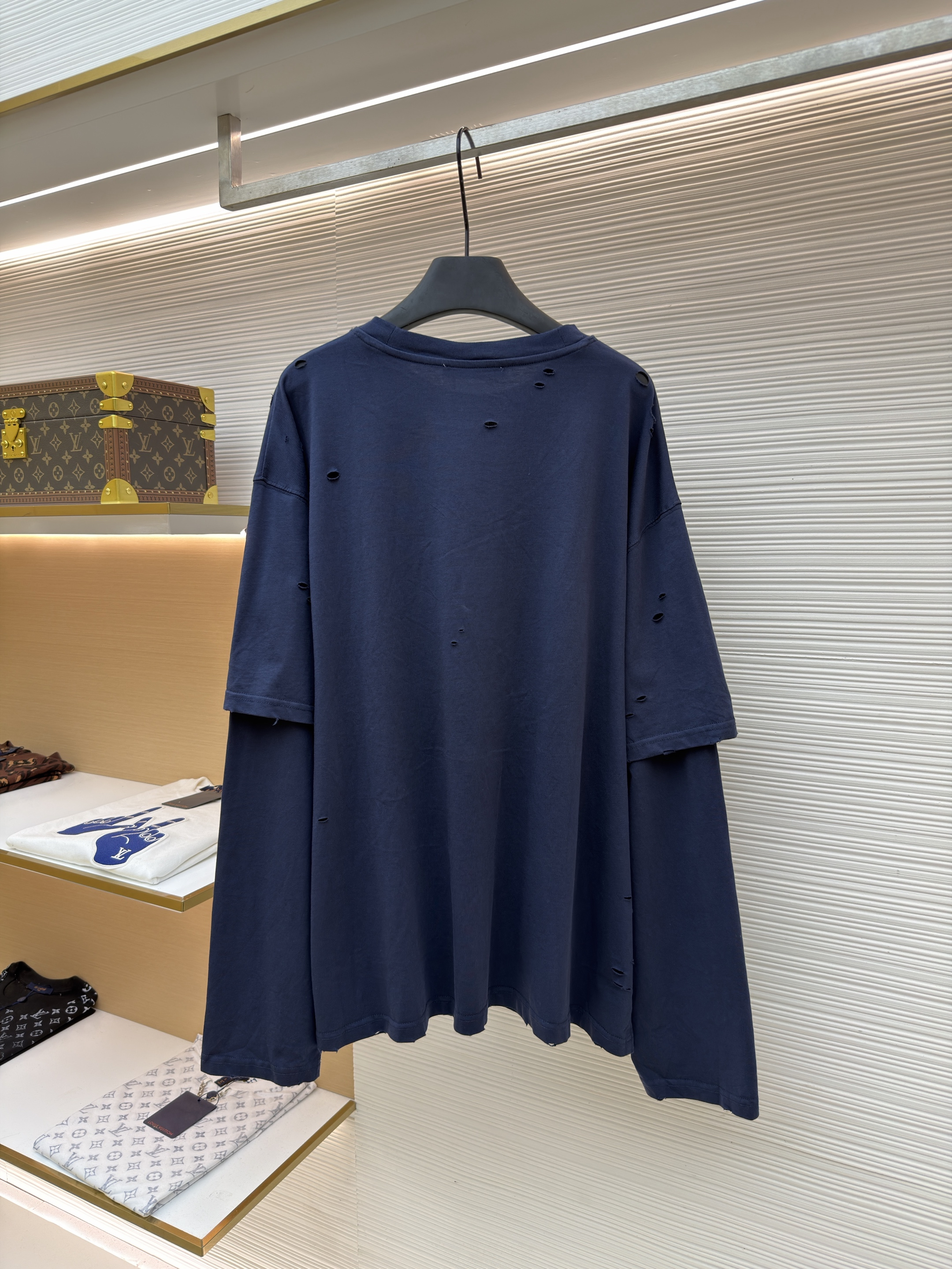 Acne Studios 纽扣徽标印花假两件圆领T恤 打底衫 长袖 紫色 蓝色 A5 CL0431-833