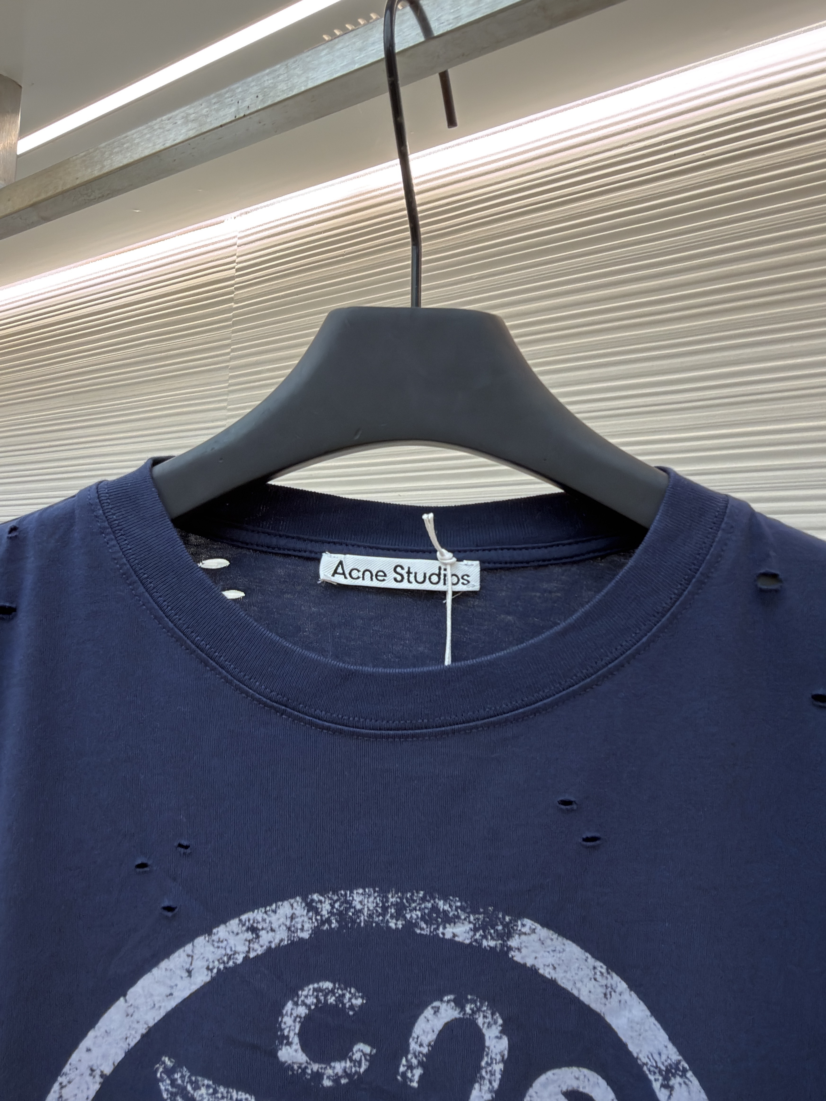 Acne Studios 纽扣徽标印花假两件圆领T恤 打底衫 长袖 紫色 蓝色 A5 CL0431-833