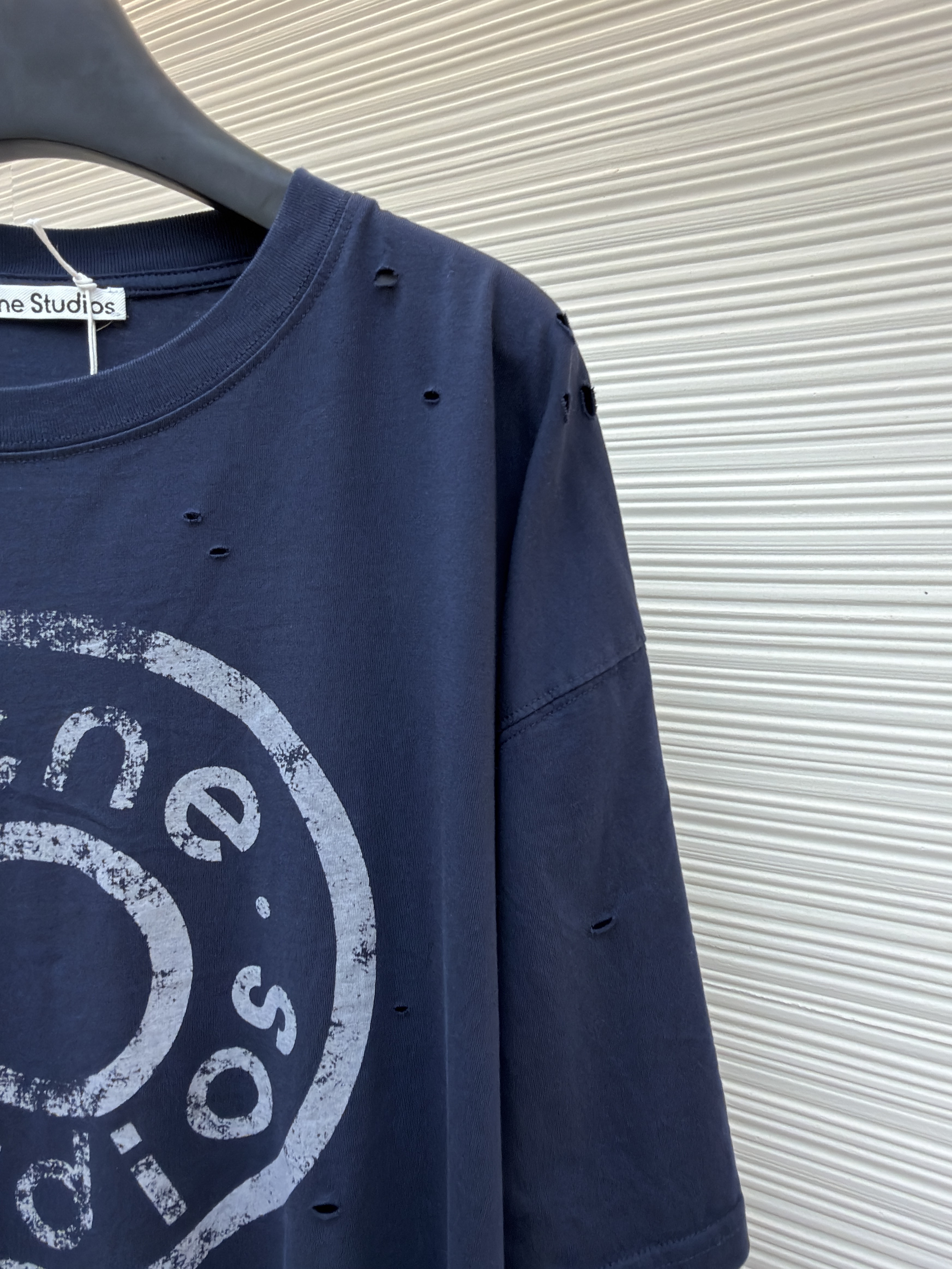 Acne Studios 纽扣徽标印花假两件圆领T恤 打底衫 长袖 紫色 蓝色 A5 CL0431-833