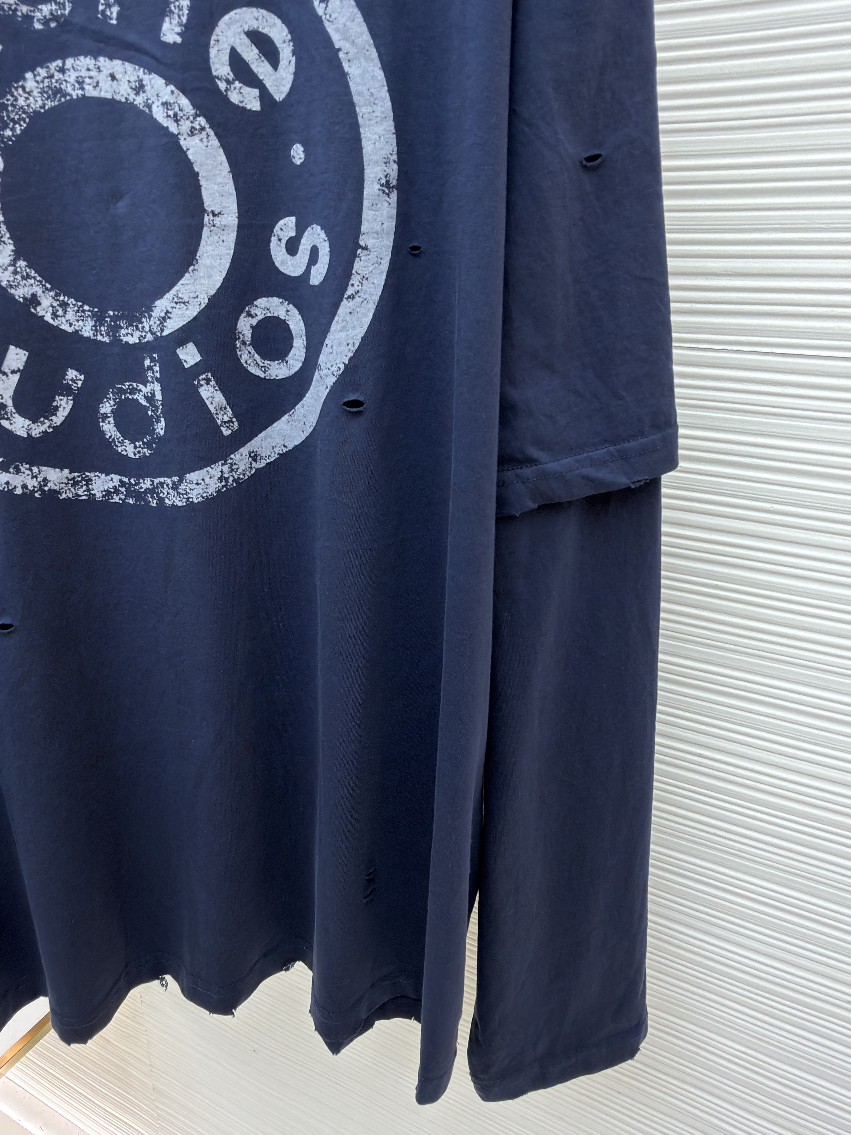 Acne Studios 纽扣徽标印花假两件圆领T恤 打底衫 长袖 紫色 蓝色 A5 CL0431-833