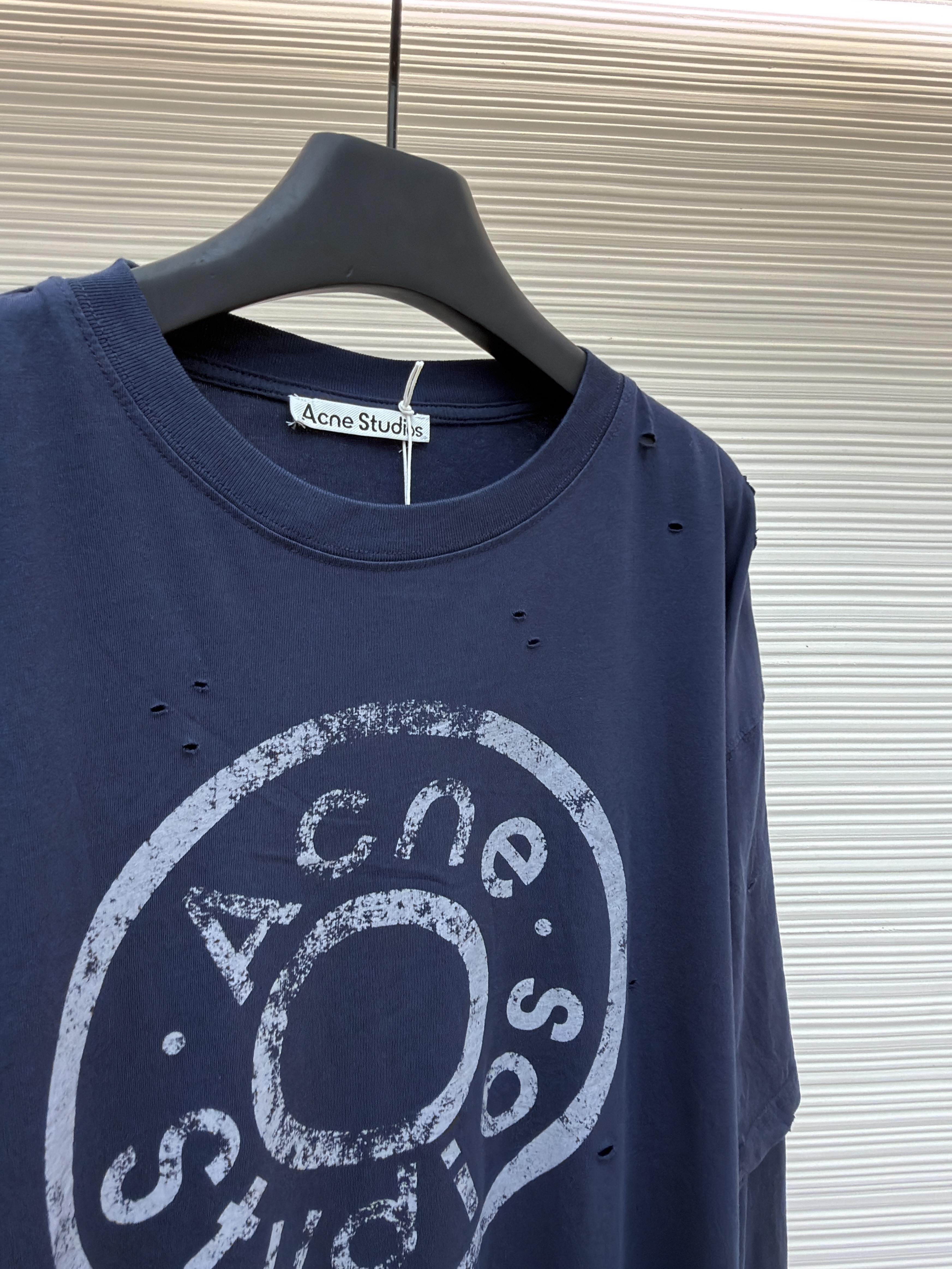 Acne Studios 纽扣徽标印花假两件圆领T恤 打底衫 长袖 紫色 蓝色 A5 CL0431-833