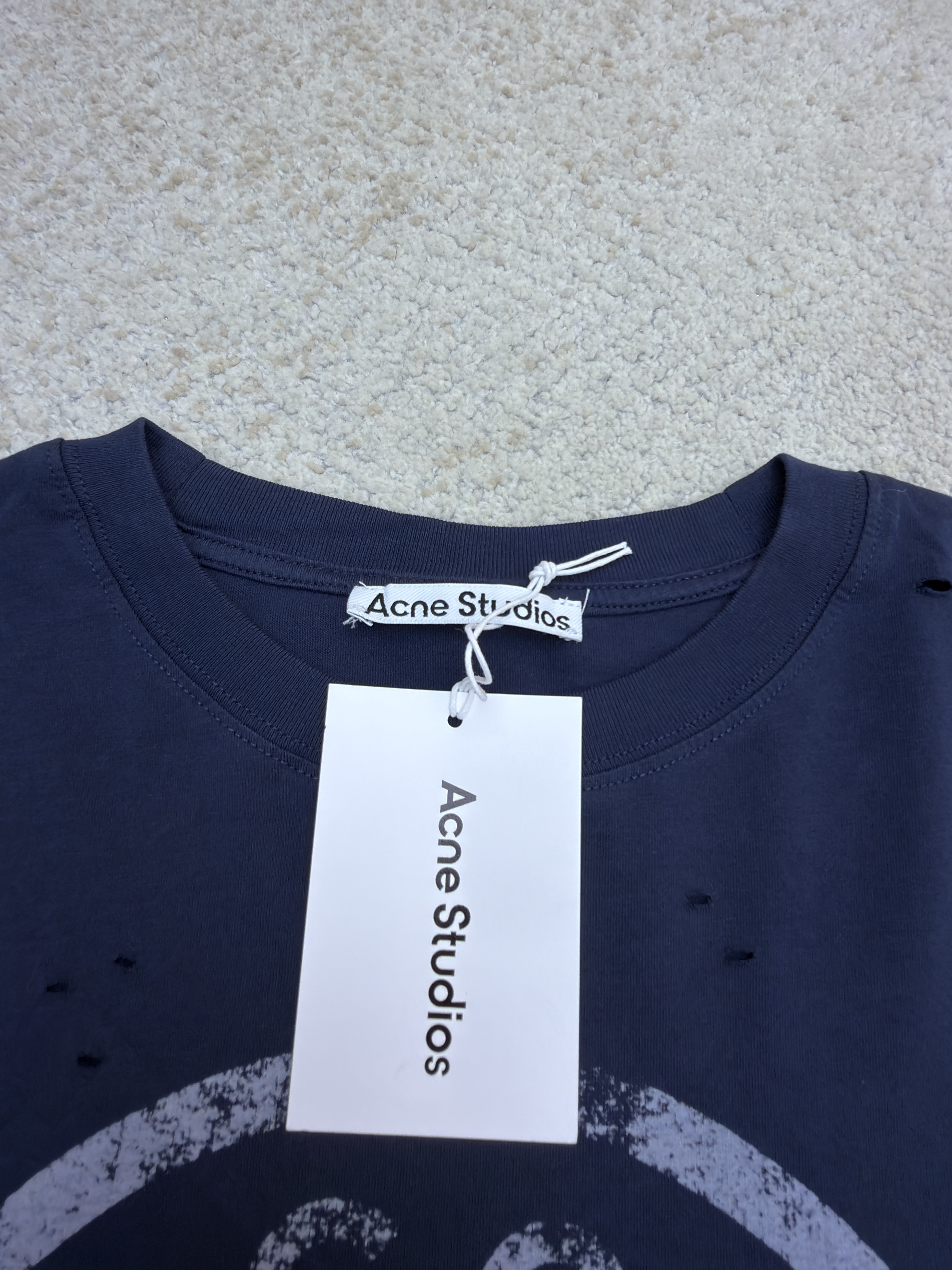 Acne Studios 纽扣徽标印花假两件圆领T恤 打底衫 长袖 紫色 蓝色 A5 CL0431-833