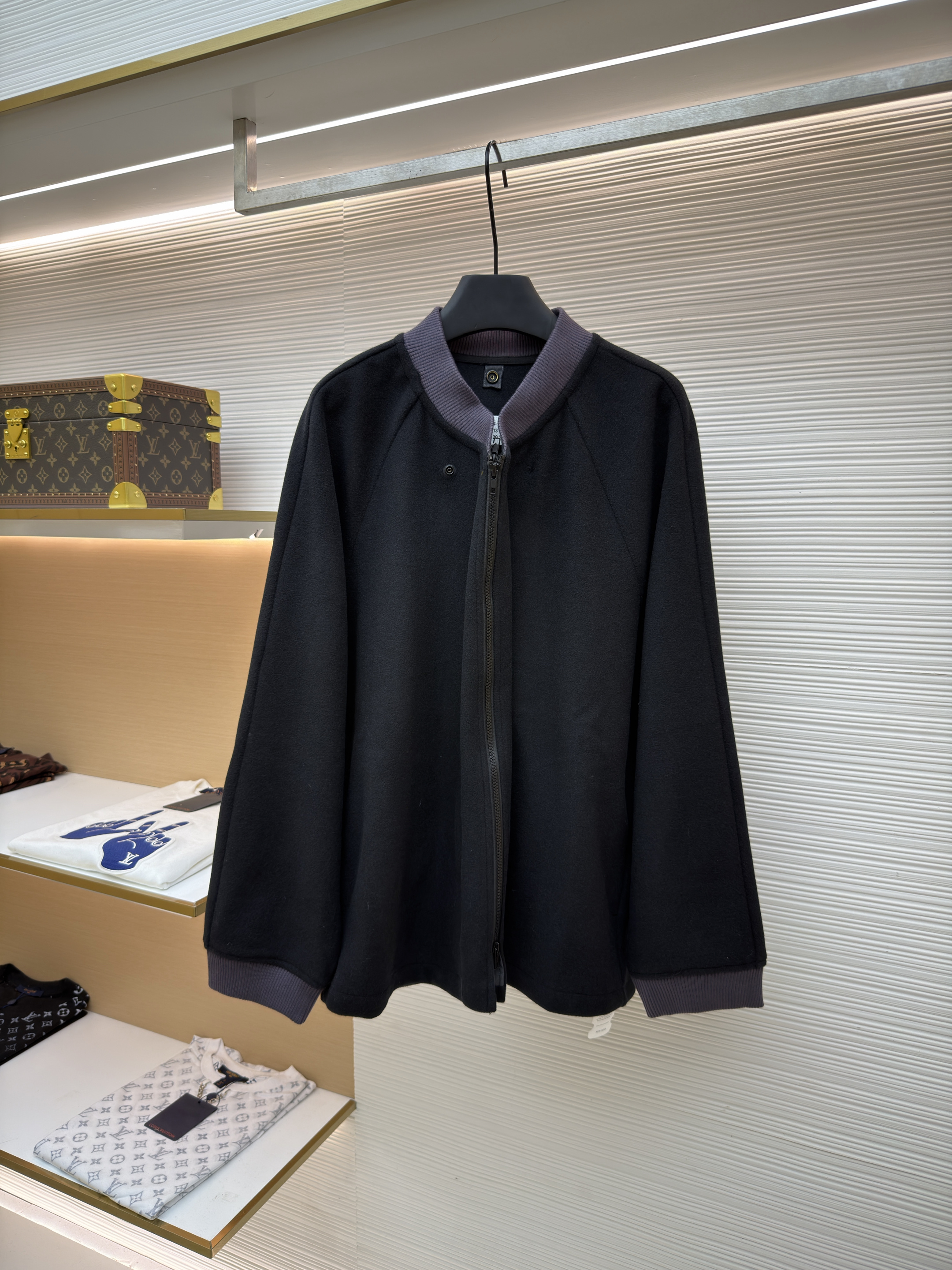 Maison Margiela 马吉拉 拼接插肩羊毛呢拉链外套 夹克 长袖 秋冬 黑色 B5 