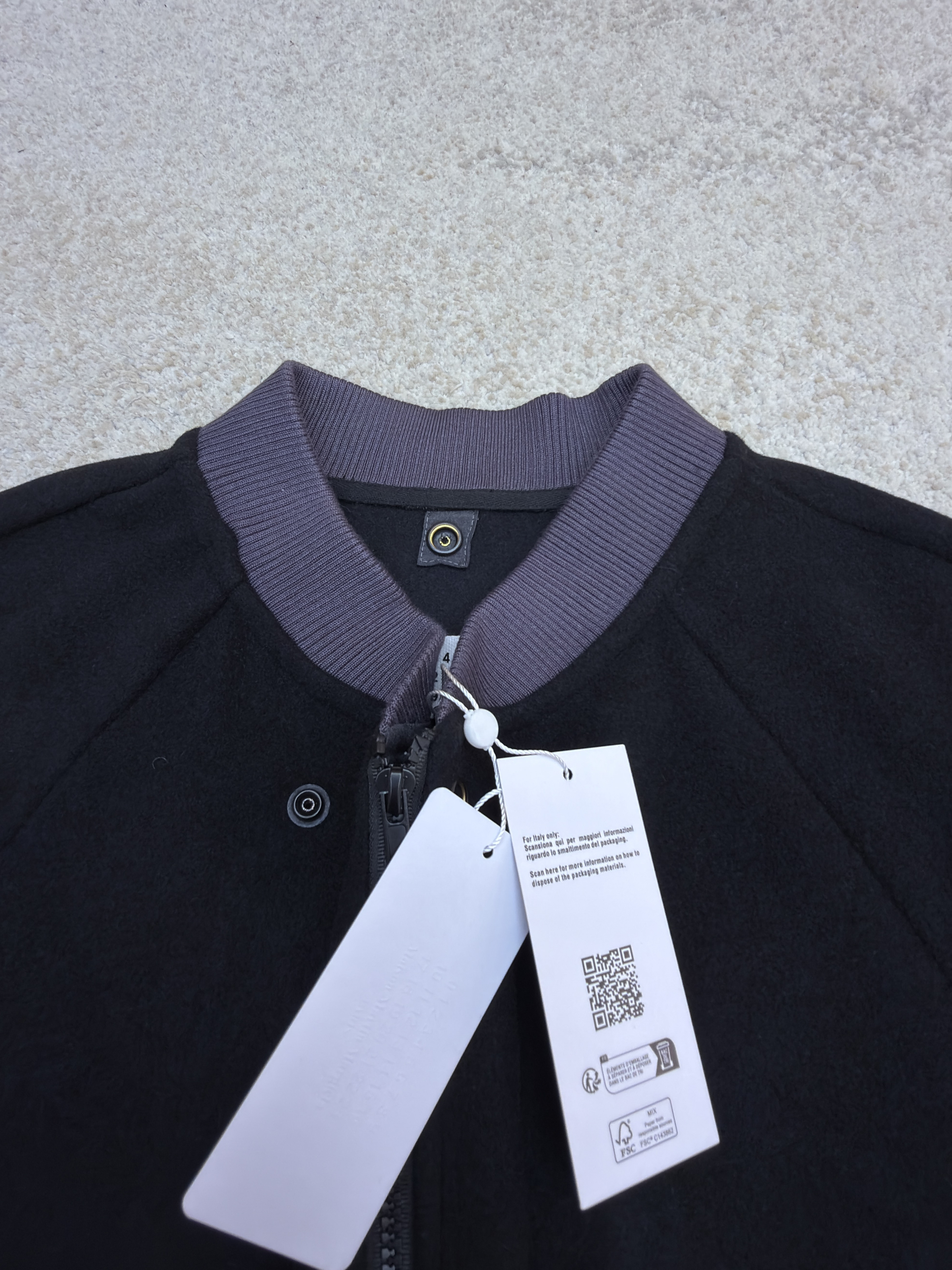 Maison Margiela 马吉拉 拼接插肩羊毛呢拉链外套 夹克 长袖 秋冬 黑色 B5 