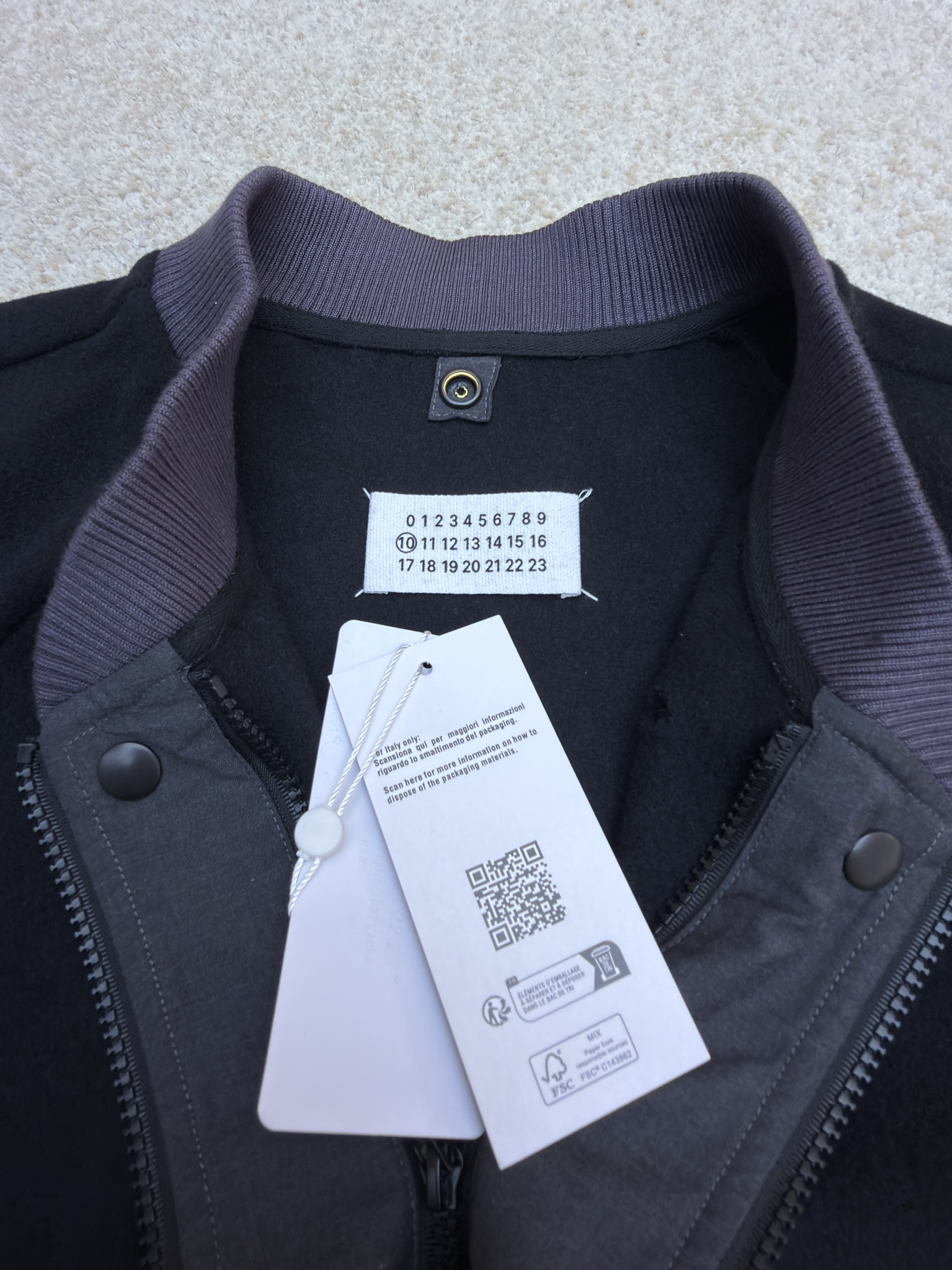 Maison Margiela 马吉拉 拼接插肩羊毛呢拉链外套 夹克 长袖 秋冬 黑色 B5 
