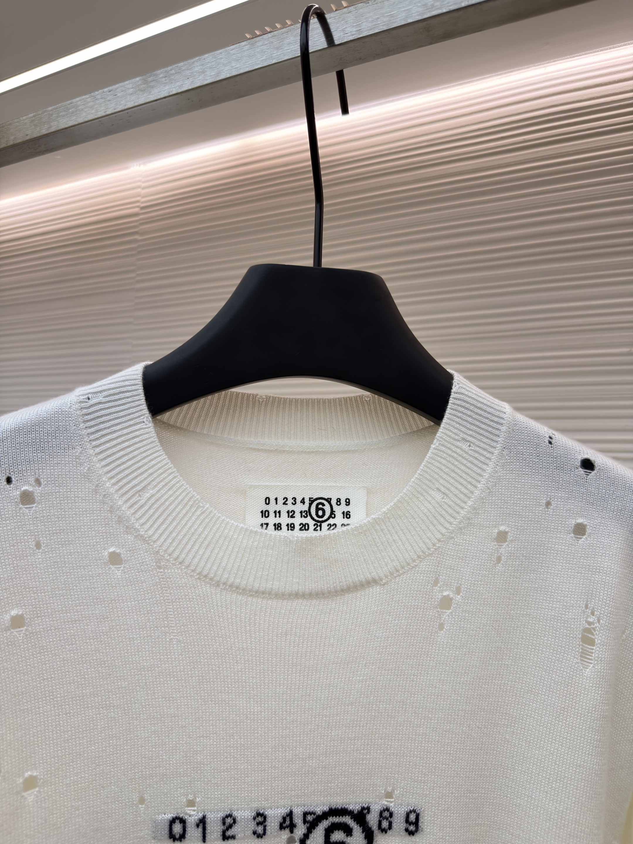 Maison Margiela 马吉拉 破洞数字圆领毛衣 针织衫 长袖 外套 白色 深灰色 B0 SH0HL0033M13134855