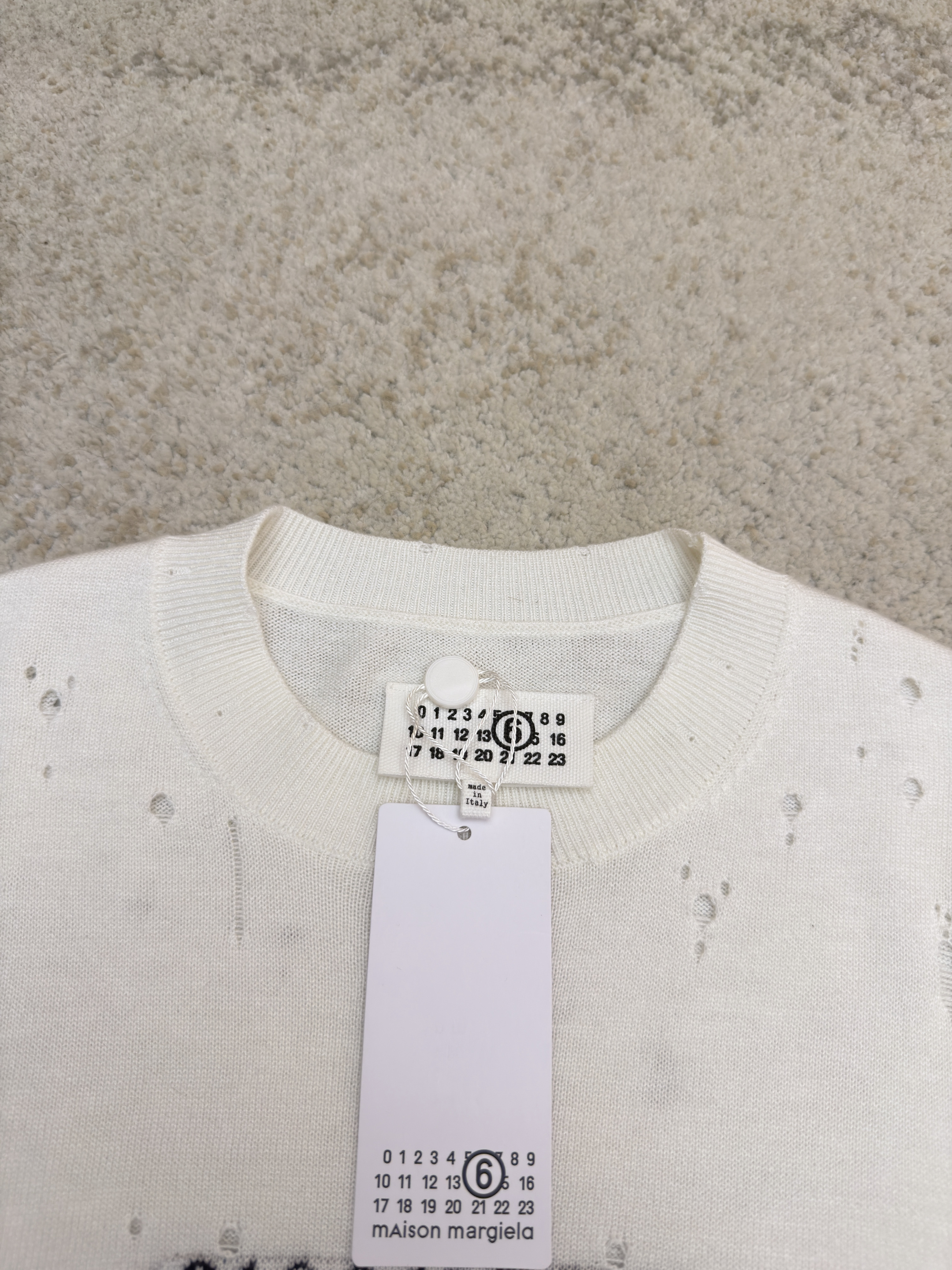 Maison Margiela 马吉拉 破洞数字圆领毛衣 针织衫 长袖 外套 白色 深灰色 B0 SH0HL0033M13134855