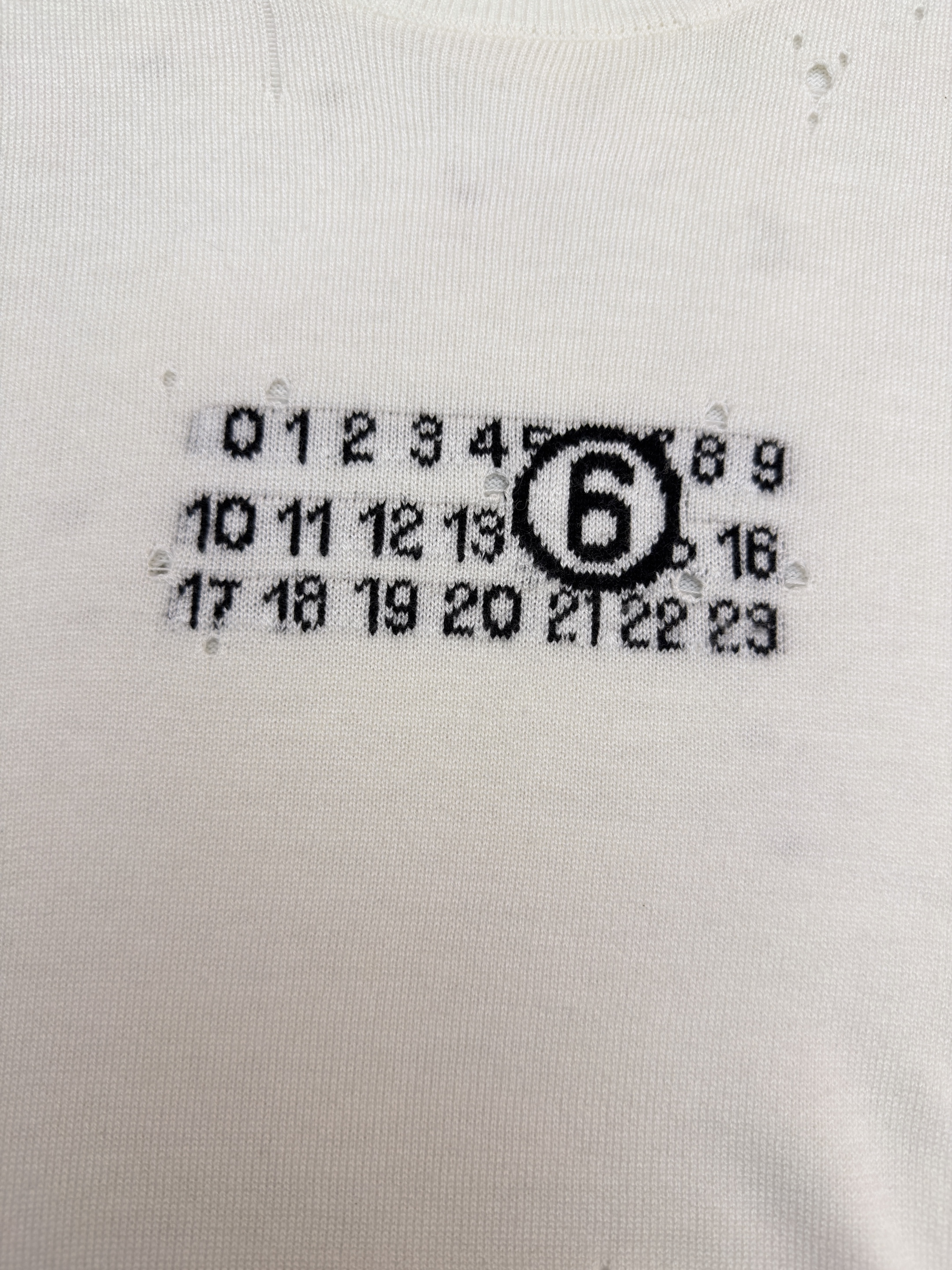 Maison Margiela 马吉拉 破洞数字圆领毛衣 针织衫 长袖 外套 白色 深灰色 B0 SH0HL0033M13134855