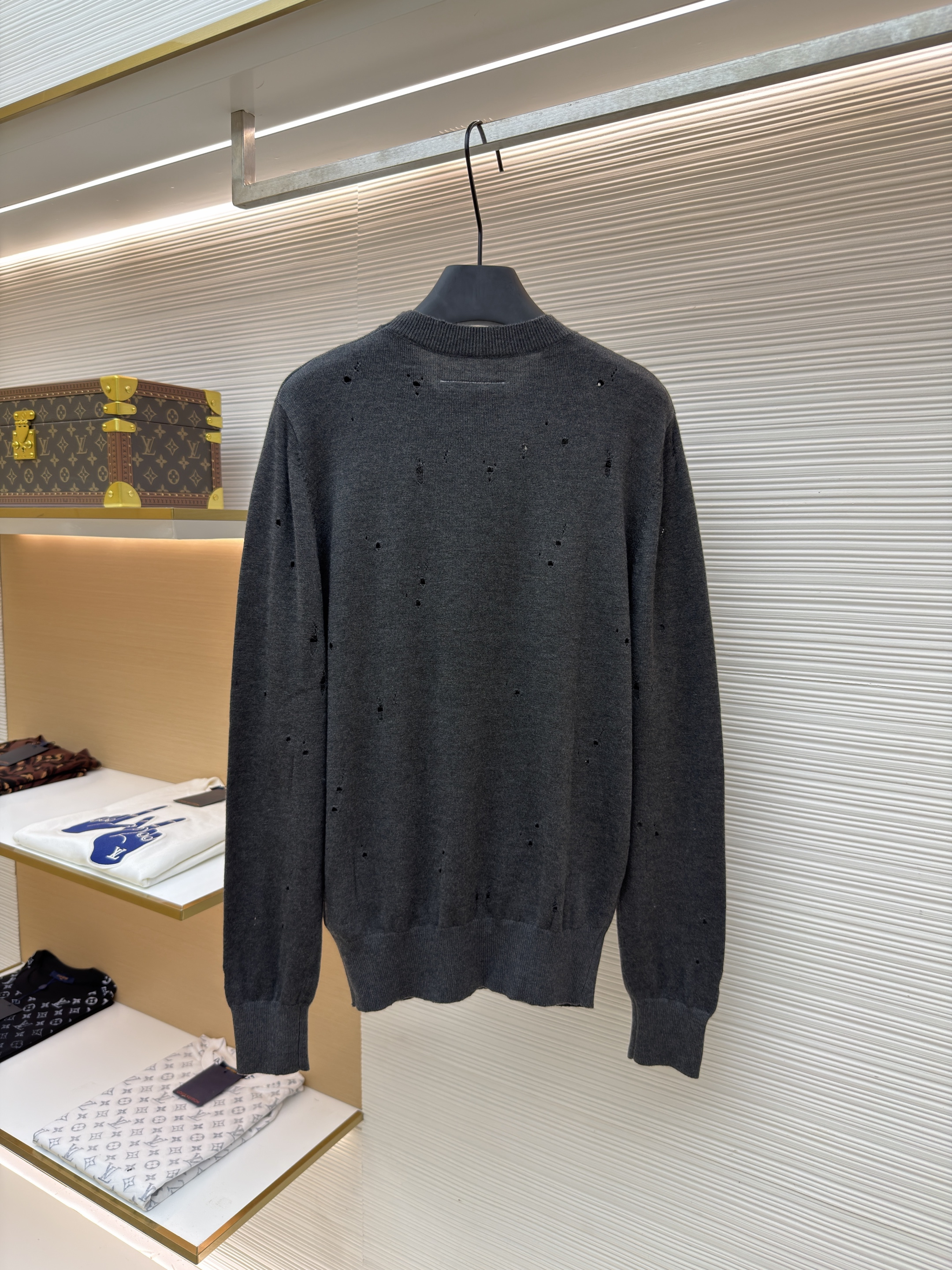 Maison Margiela 马吉拉 破洞数字圆领毛衣 针织衫 长袖 外套 白色 深灰色 B0 SH0HL0033M13134855