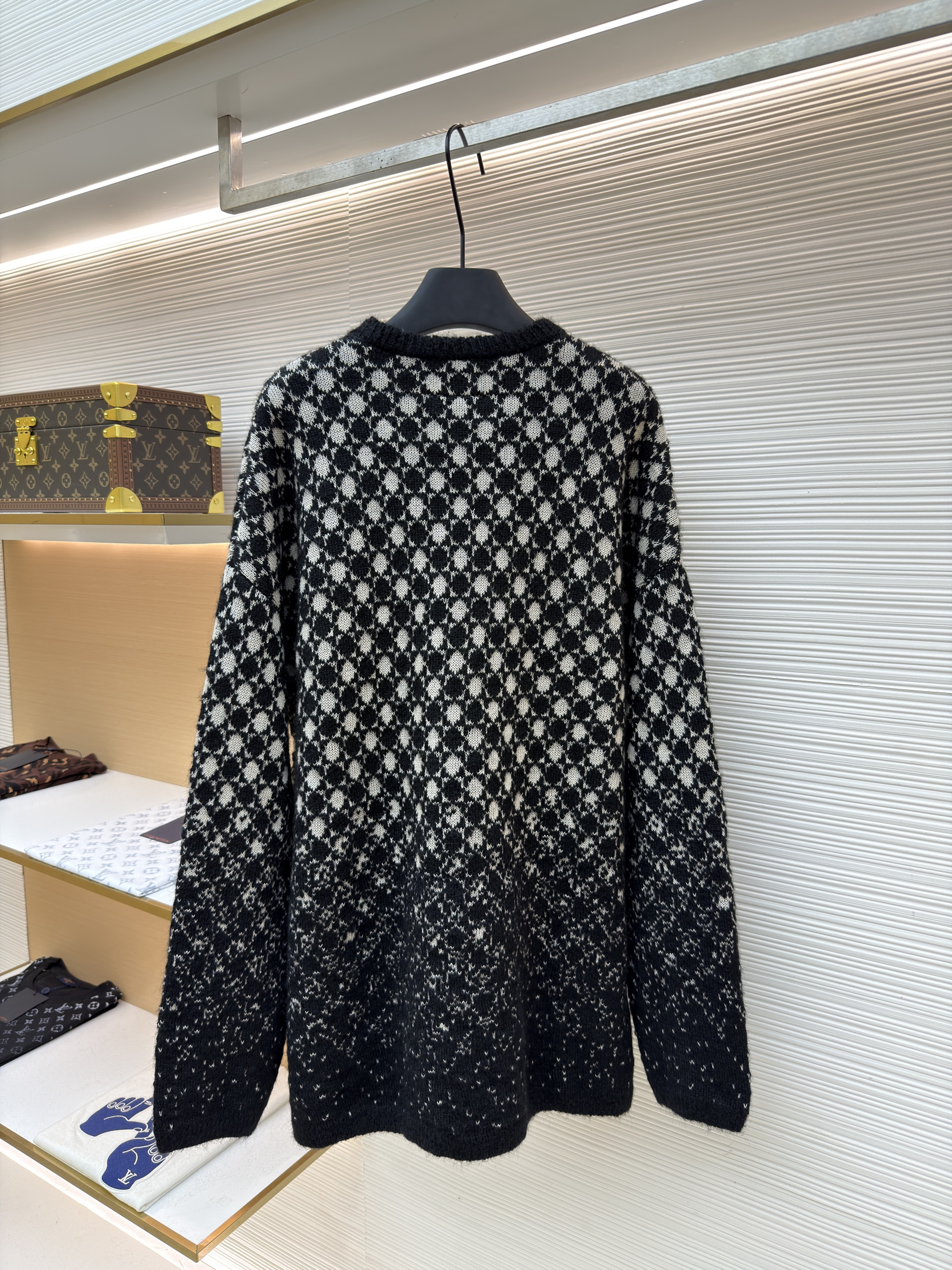 Maison Margiela 马吉拉 菱格纹羊毛圆领毛衣 针织衫 外套 长袖 黑白 B0 