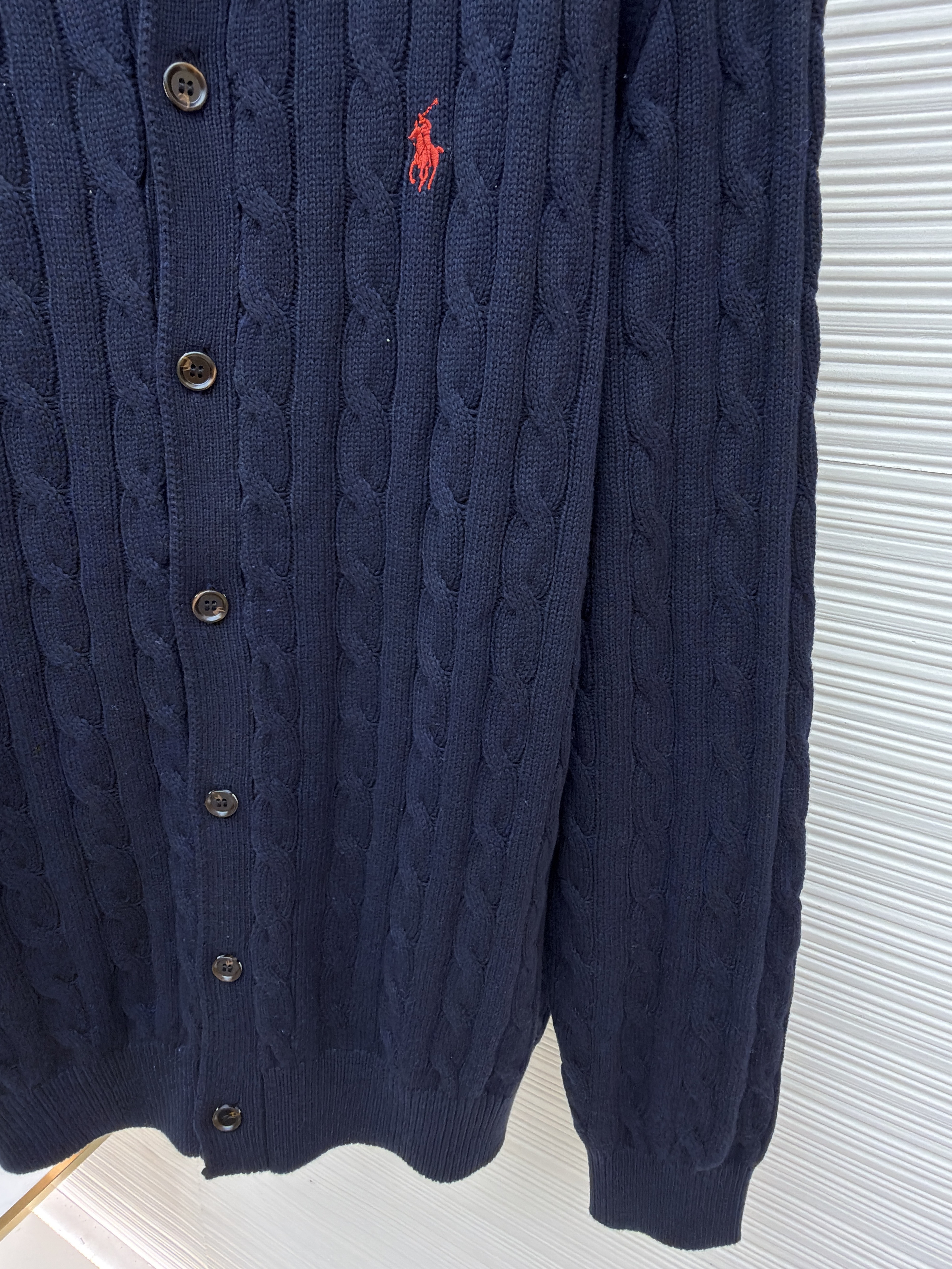 Ralph Lauren 拉夫劳伦 绞花刺绣Polo领毛衣 针织衫 开衫 外套 长袖 藏蓝色 灰色 B0