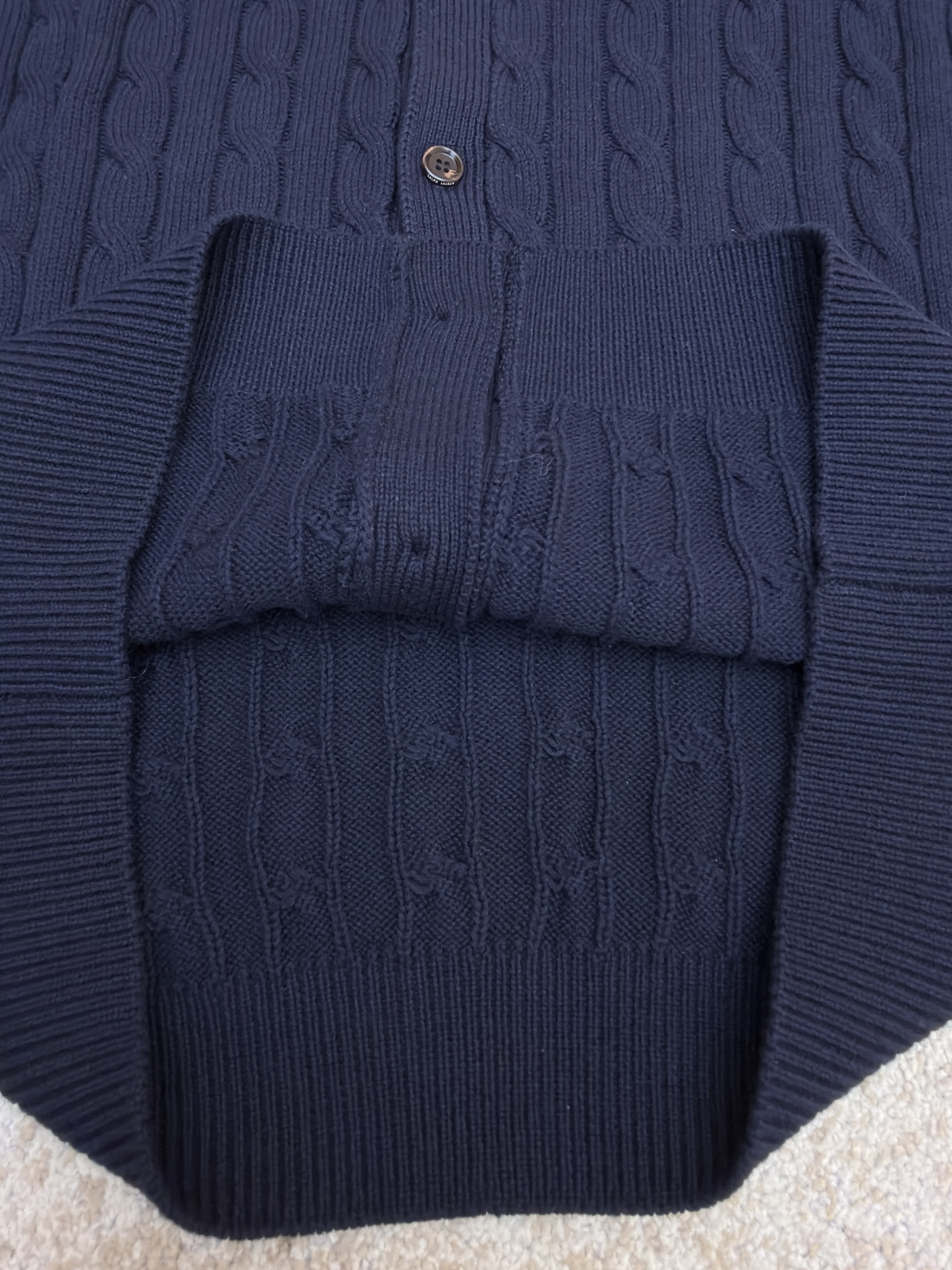 Ralph Lauren 拉夫劳伦 绞花刺绣Polo领毛衣 针织衫 开衫 外套 长袖 藏蓝色 灰色 B0