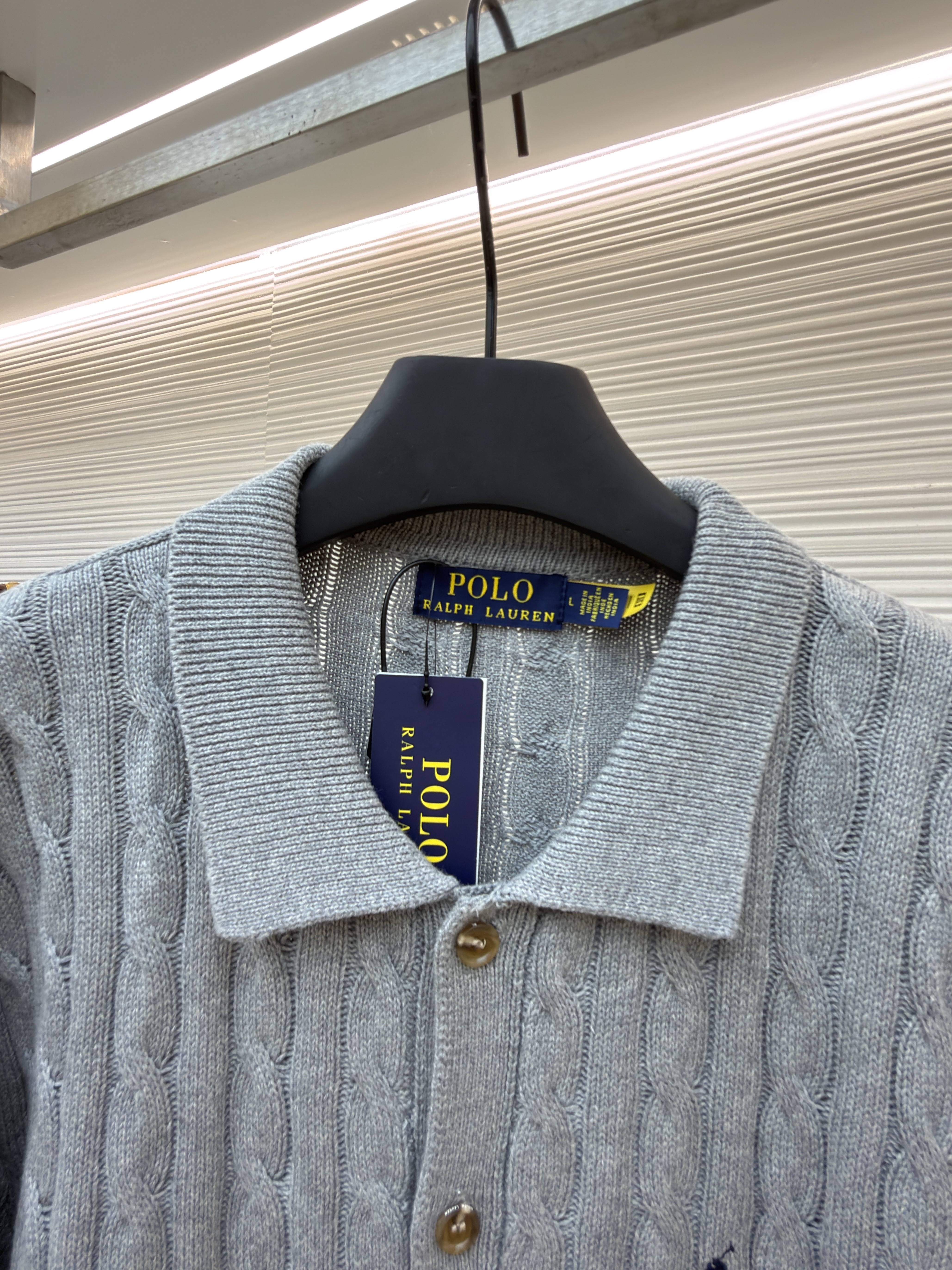 Ralph Lauren 拉夫劳伦 绞花刺绣Polo领毛衣 针织衫 开衫 外套 长袖 藏蓝色 灰色 B0