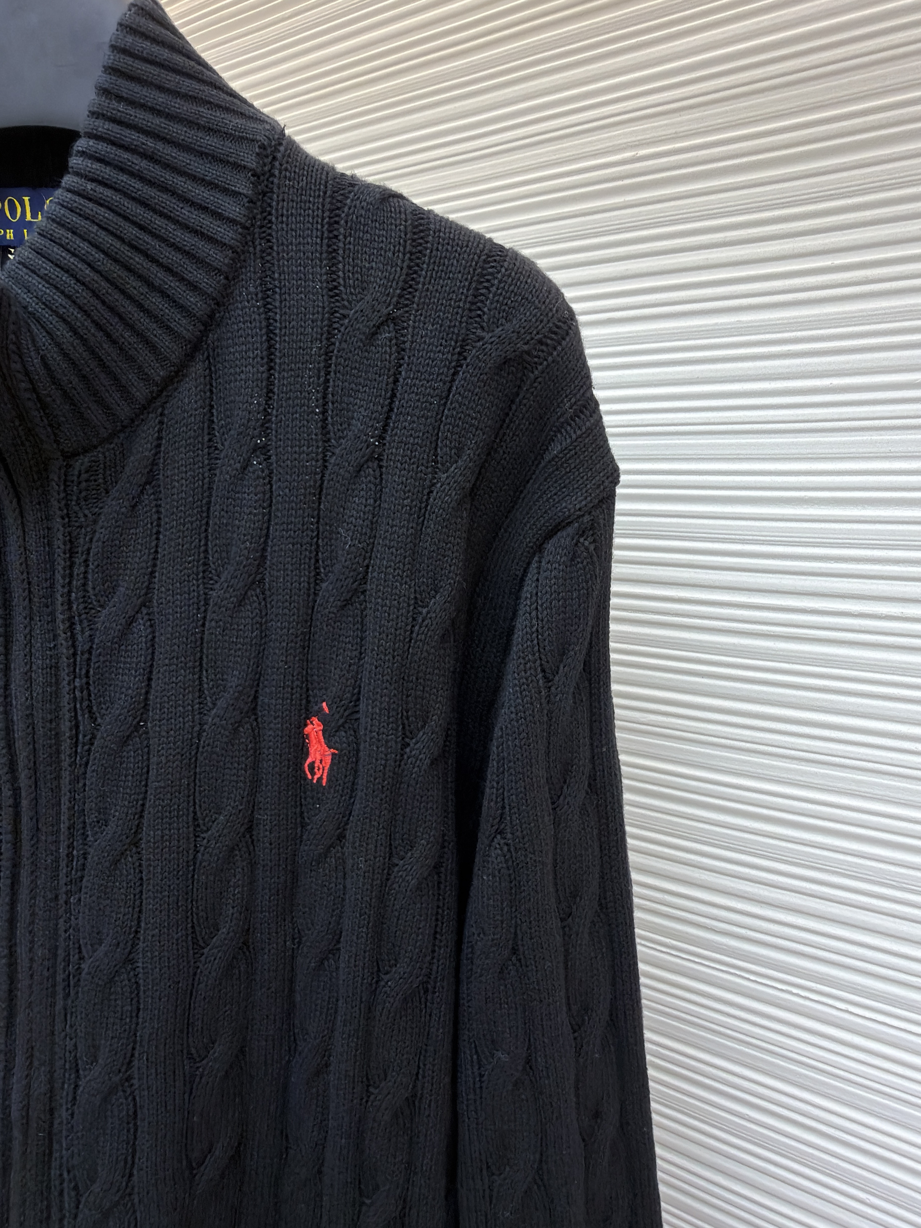 Ralph Lauren 拉夫劳伦 绞花刺绣拉链立领毛衣 针织衫 开衫 外套 长袖 杏色 灰色 黑色 B0
