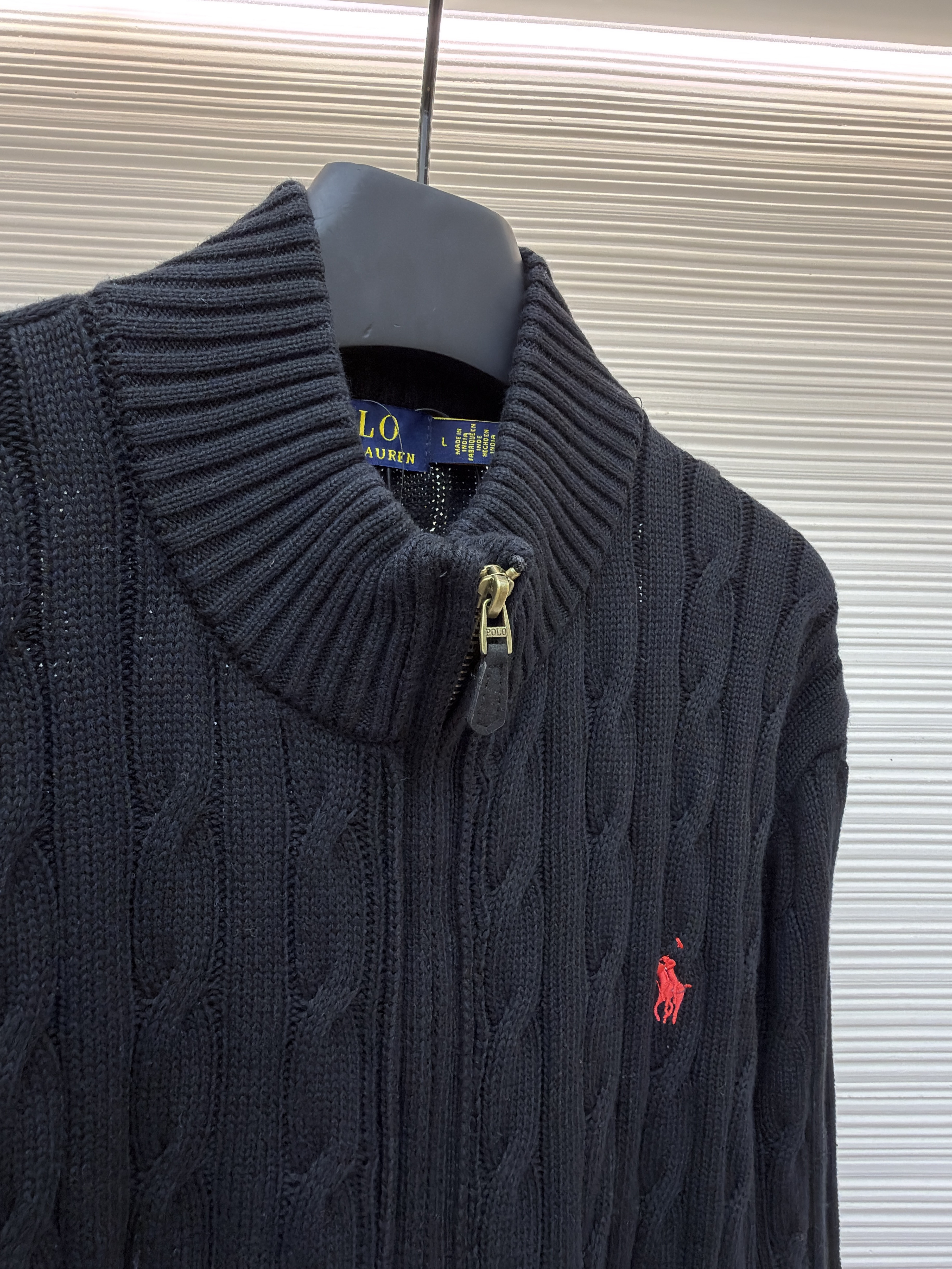 Ralph Lauren 拉夫劳伦 绞花刺绣拉链立领毛衣 针织衫 开衫 外套 长袖 杏色 灰色 黑色 B0