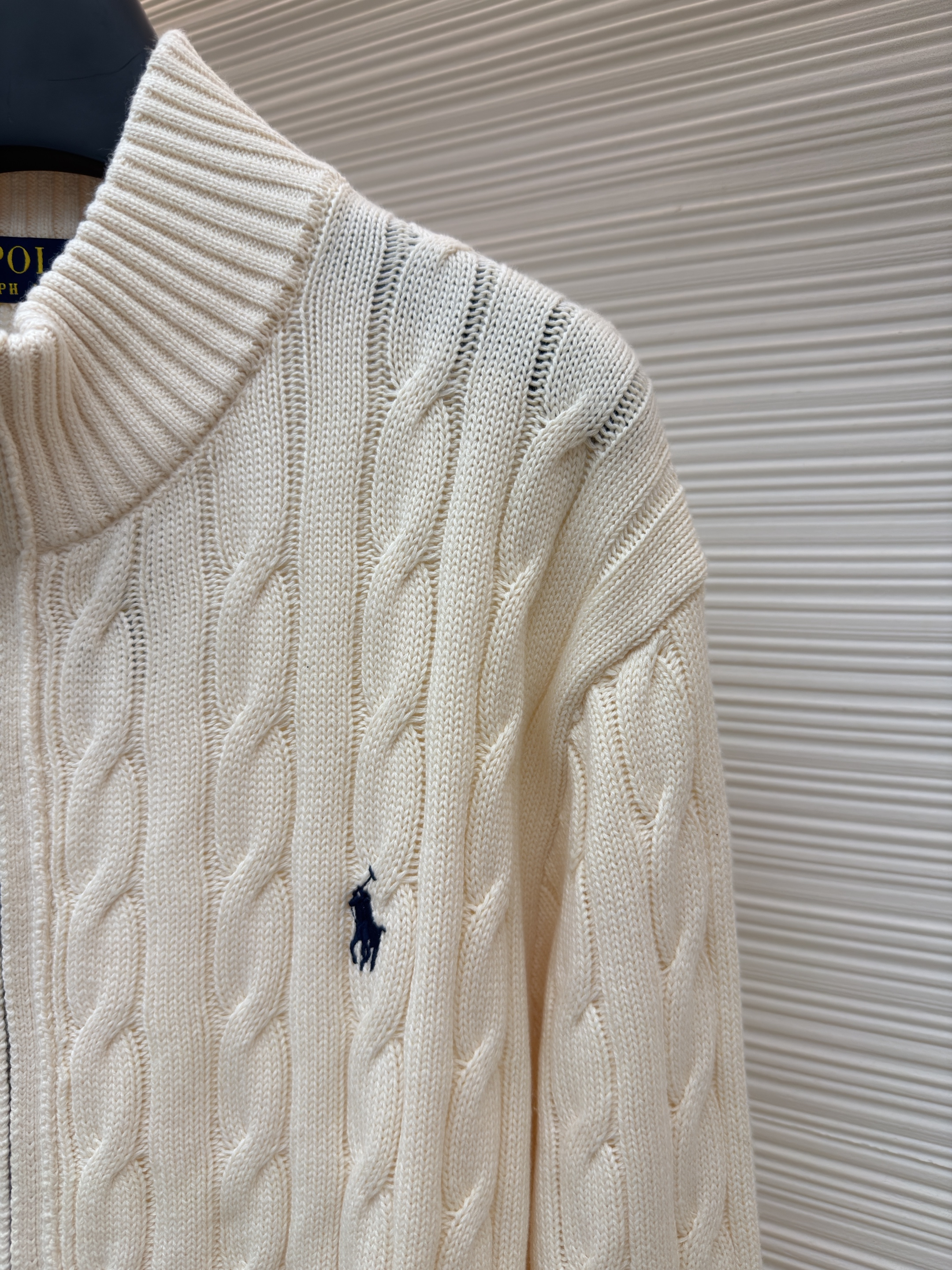 Ralph Lauren 拉夫劳伦 绞花刺绣拉链立领毛衣 针织衫 开衫 外套 长袖 杏色 灰色 黑色 B0