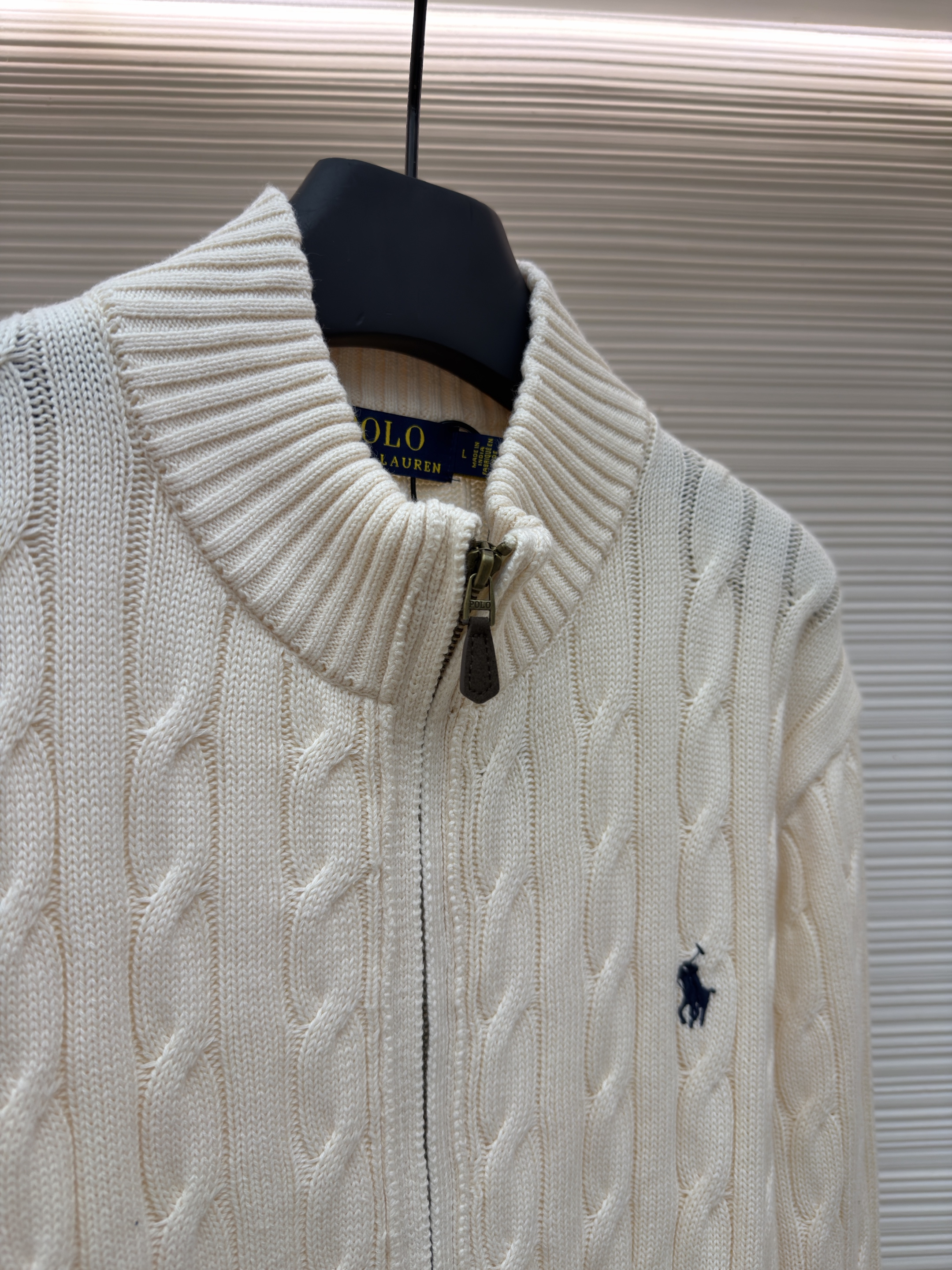Ralph Lauren 拉夫劳伦 绞花刺绣拉链立领毛衣 针织衫 开衫 外套 长袖 杏色 灰色 黑色 B0