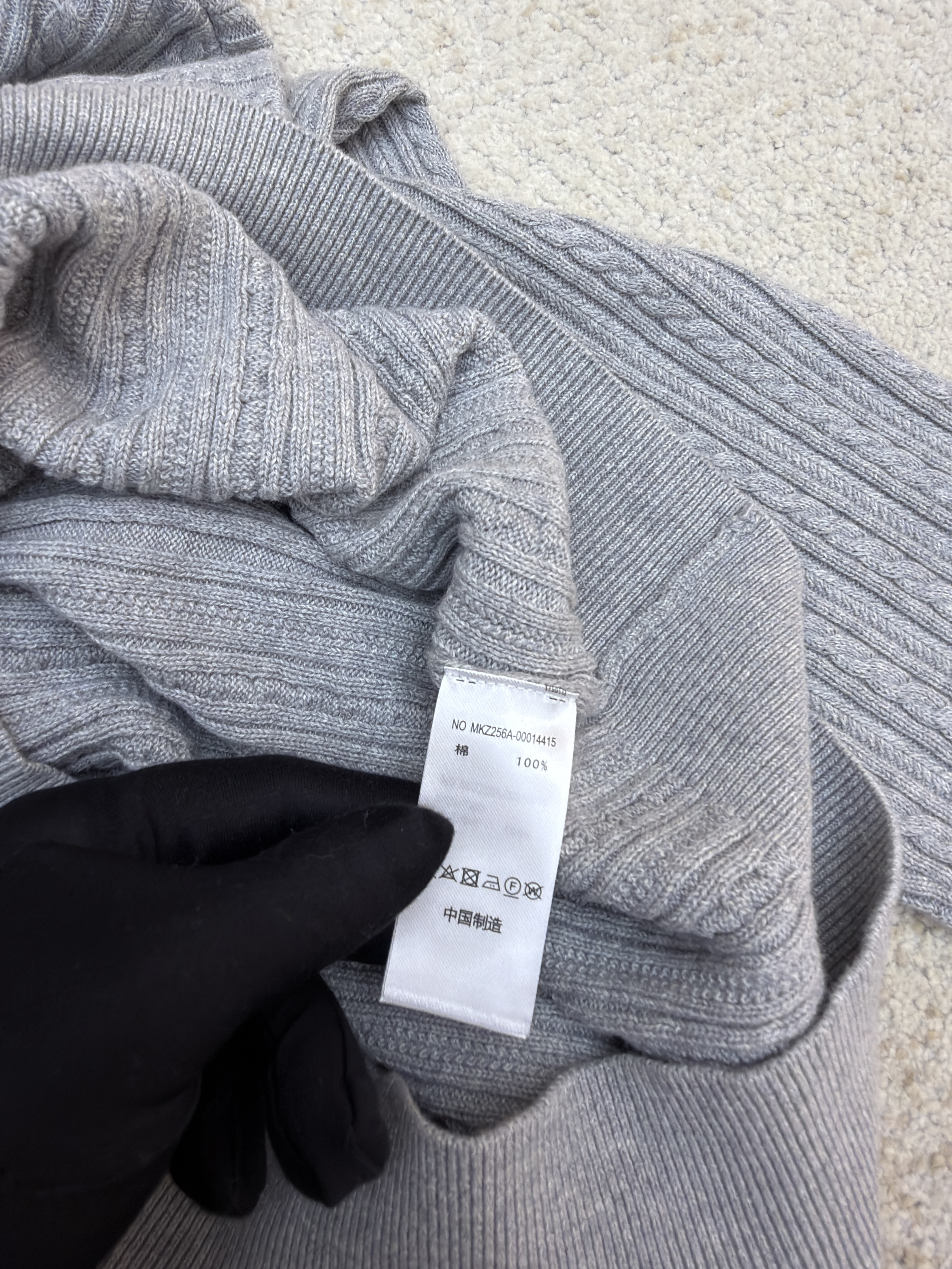 Ralph Lauren 拉夫劳伦 细绞花刺绣半拉链立领毛衣 针织衫 外套 长袖 卡其色 灰色 B0