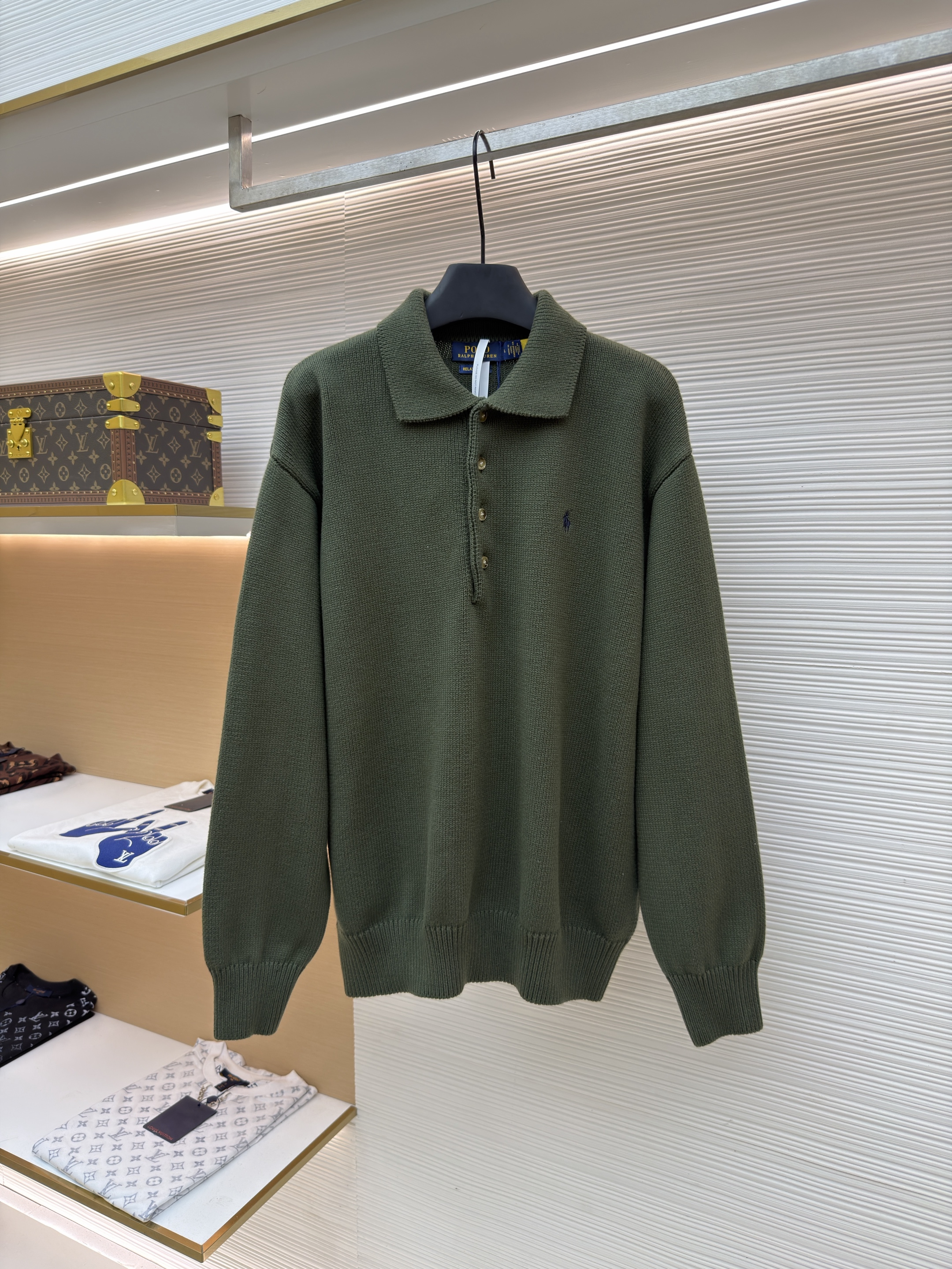 Ralph Lauren 拉夫劳伦 棉质针织Polo衫毛衣 针织衫 外套 长袖 绿色卡其色 藏蓝色 B0