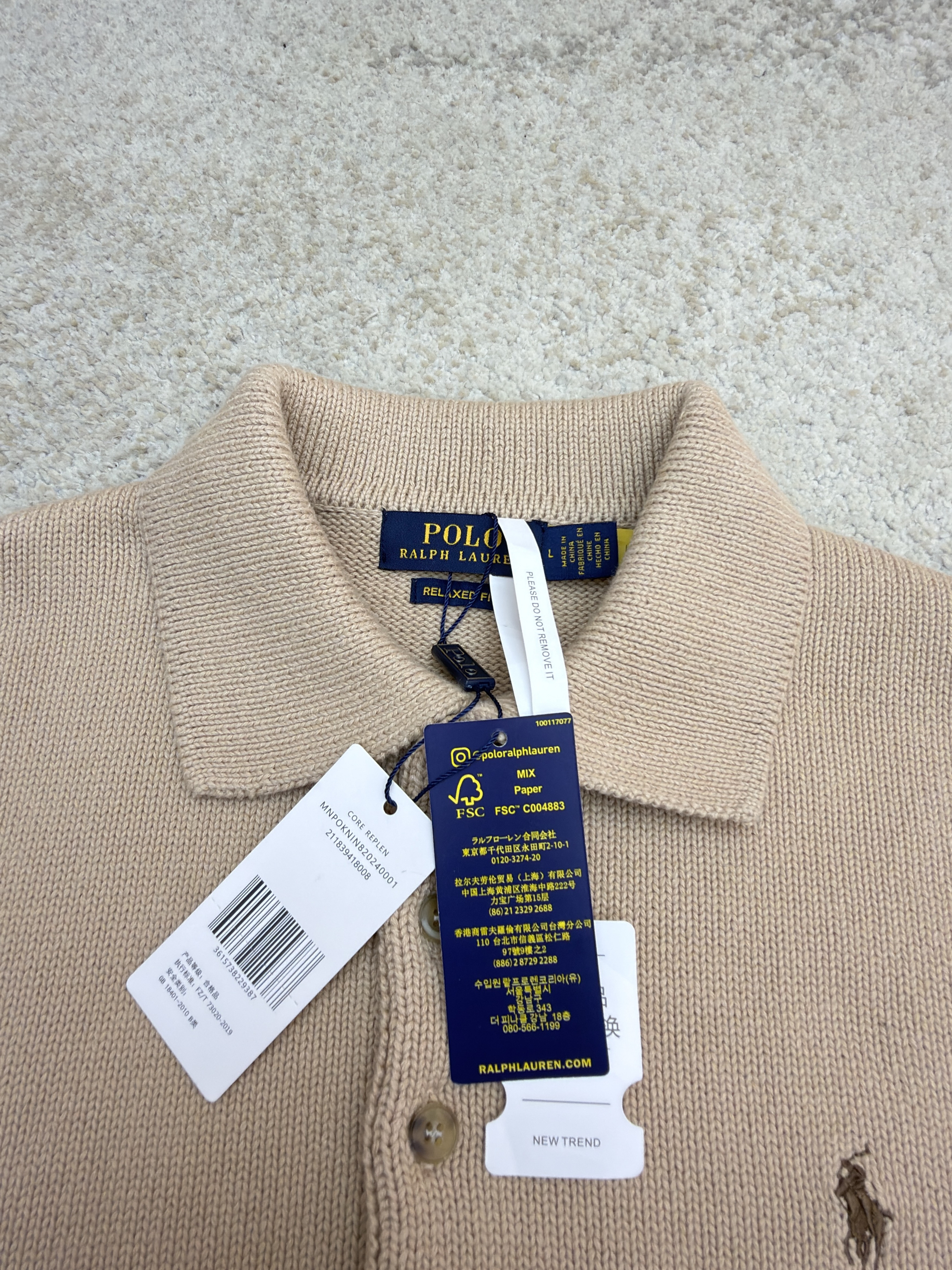 Ralph Lauren 拉夫劳伦 棉质针织Polo衫毛衣 针织衫 外套 长袖 绿色卡其色 藏蓝色 B0