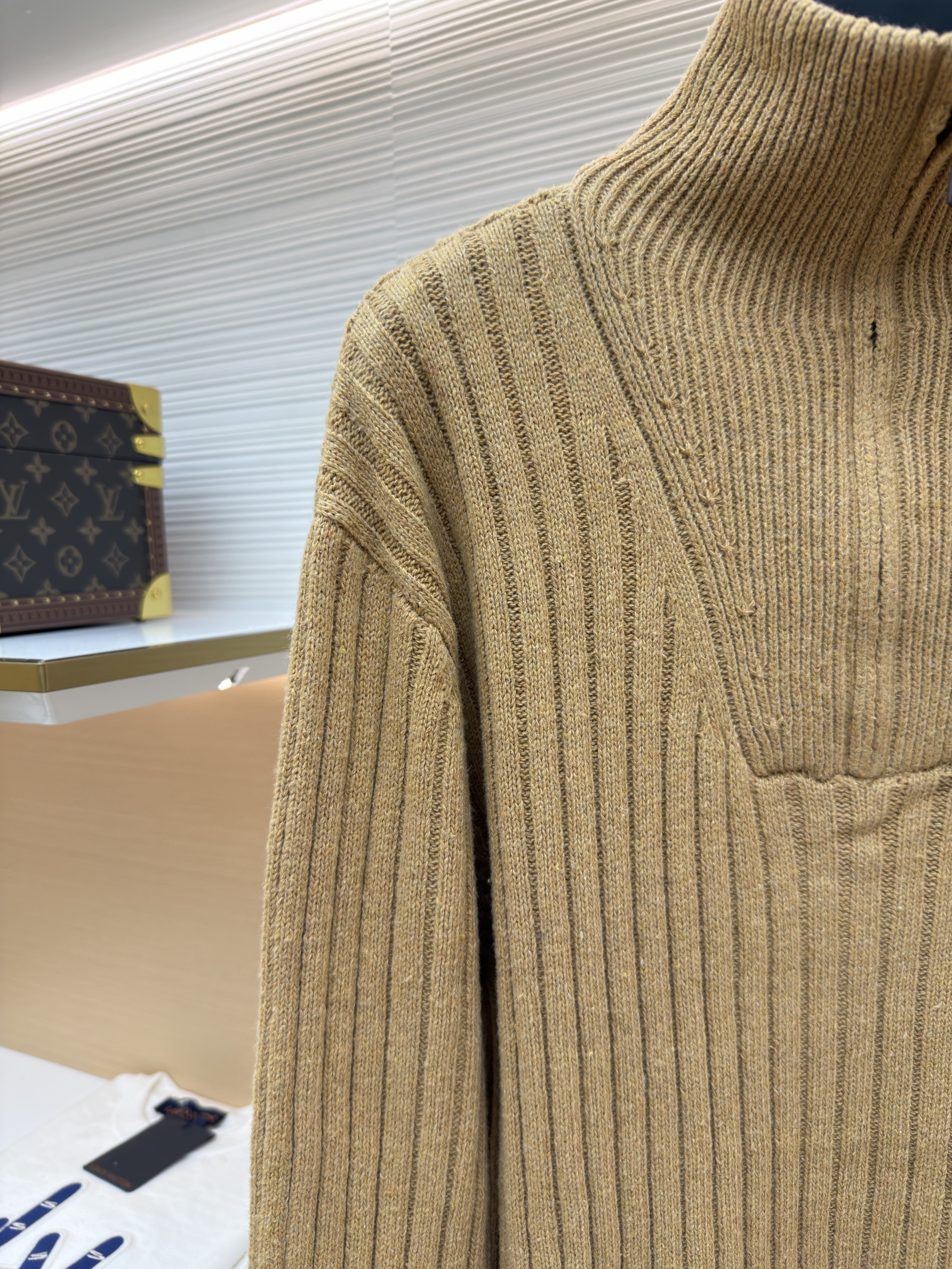 Ralph Lauren 拉夫劳伦 羊毛刺绣半拉链立领毛衣 针织衫 外套 长袖 卡其色 B0