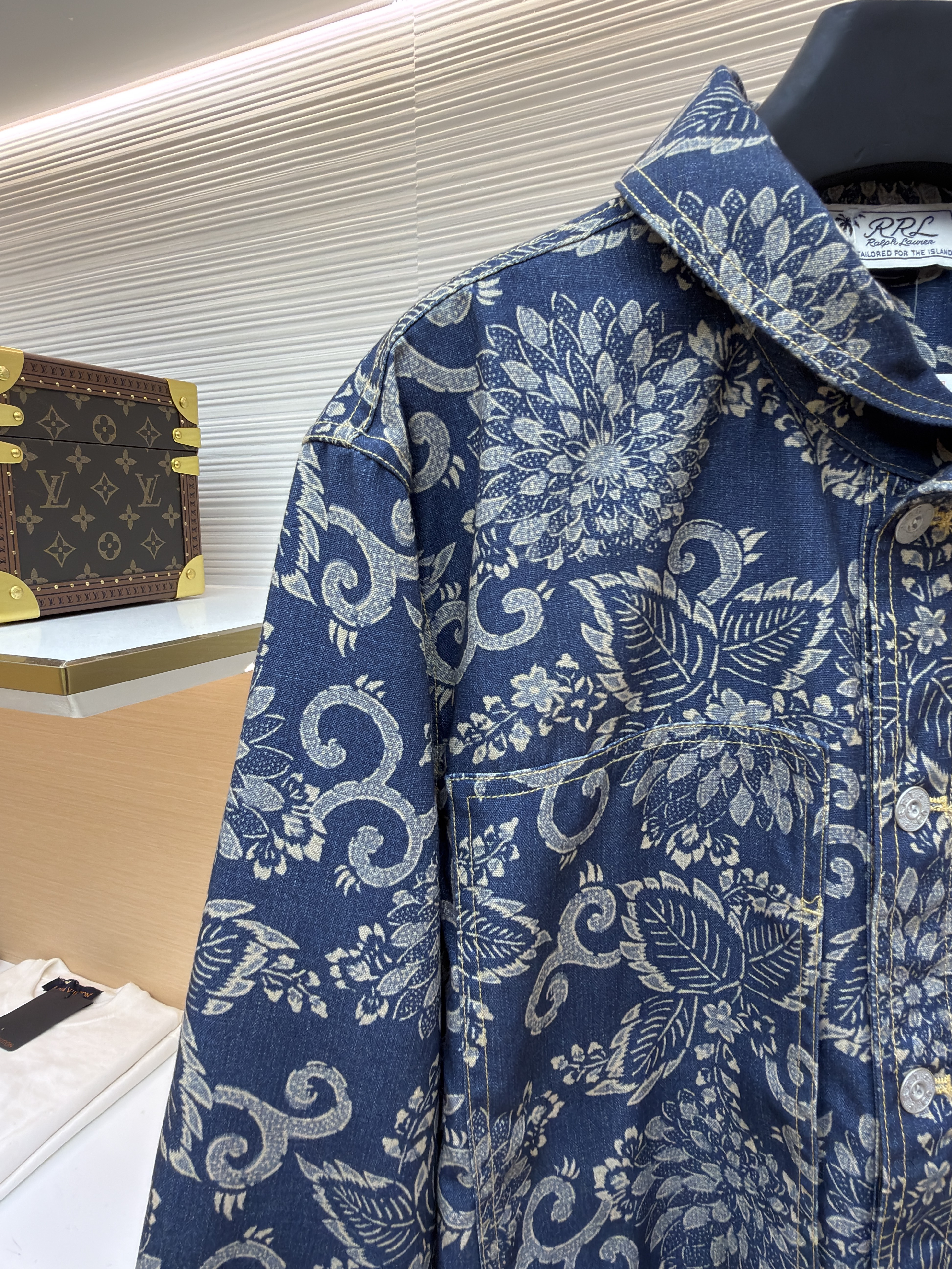 Ralph Lauren 拉夫劳伦 花卉翻领牛仔外套 夹克 长袖 秋冬 蓝色 B5