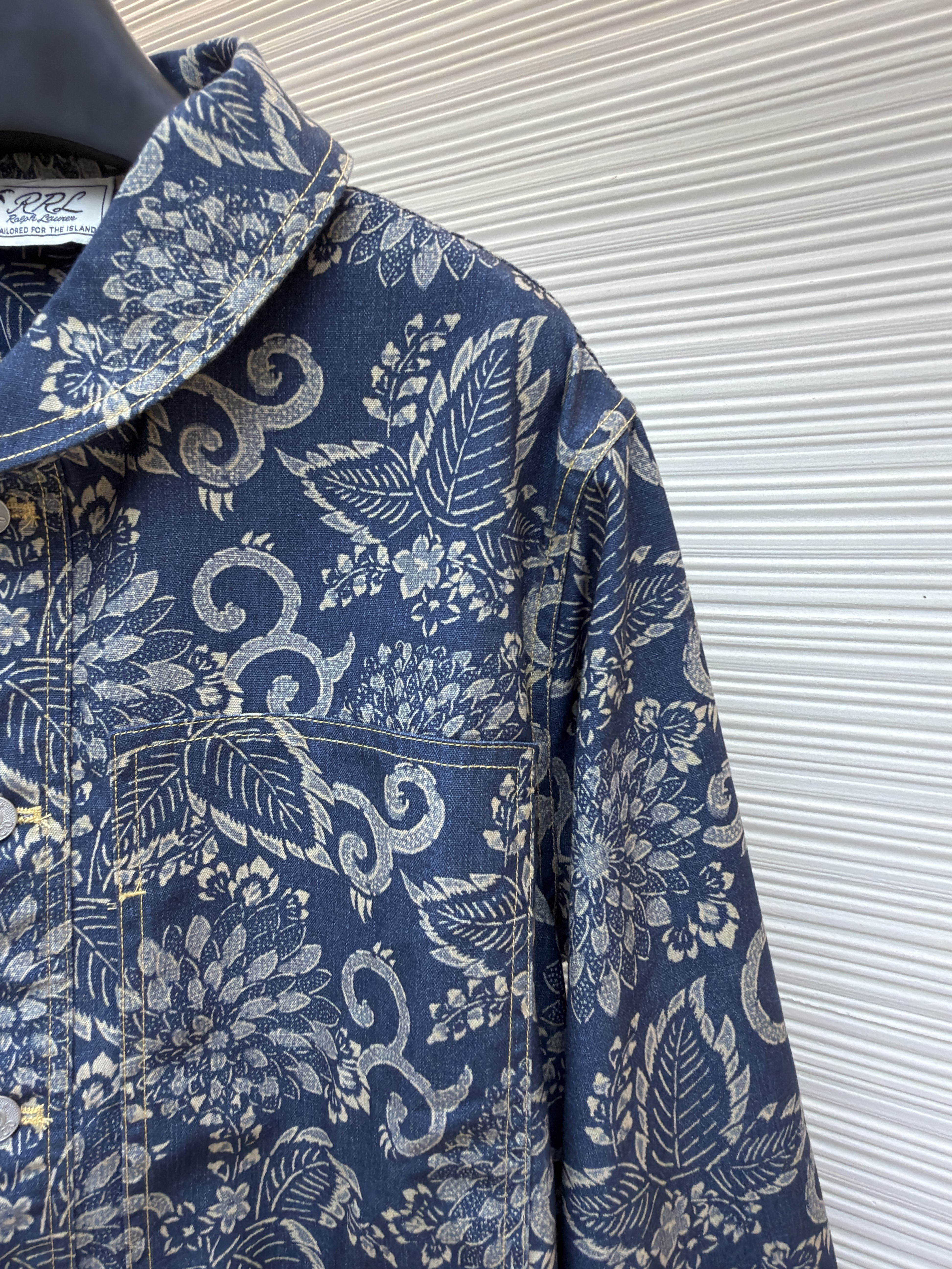 Ralph Lauren 拉夫劳伦 花卉翻领牛仔外套 夹克 长袖 秋冬 蓝色 B5
