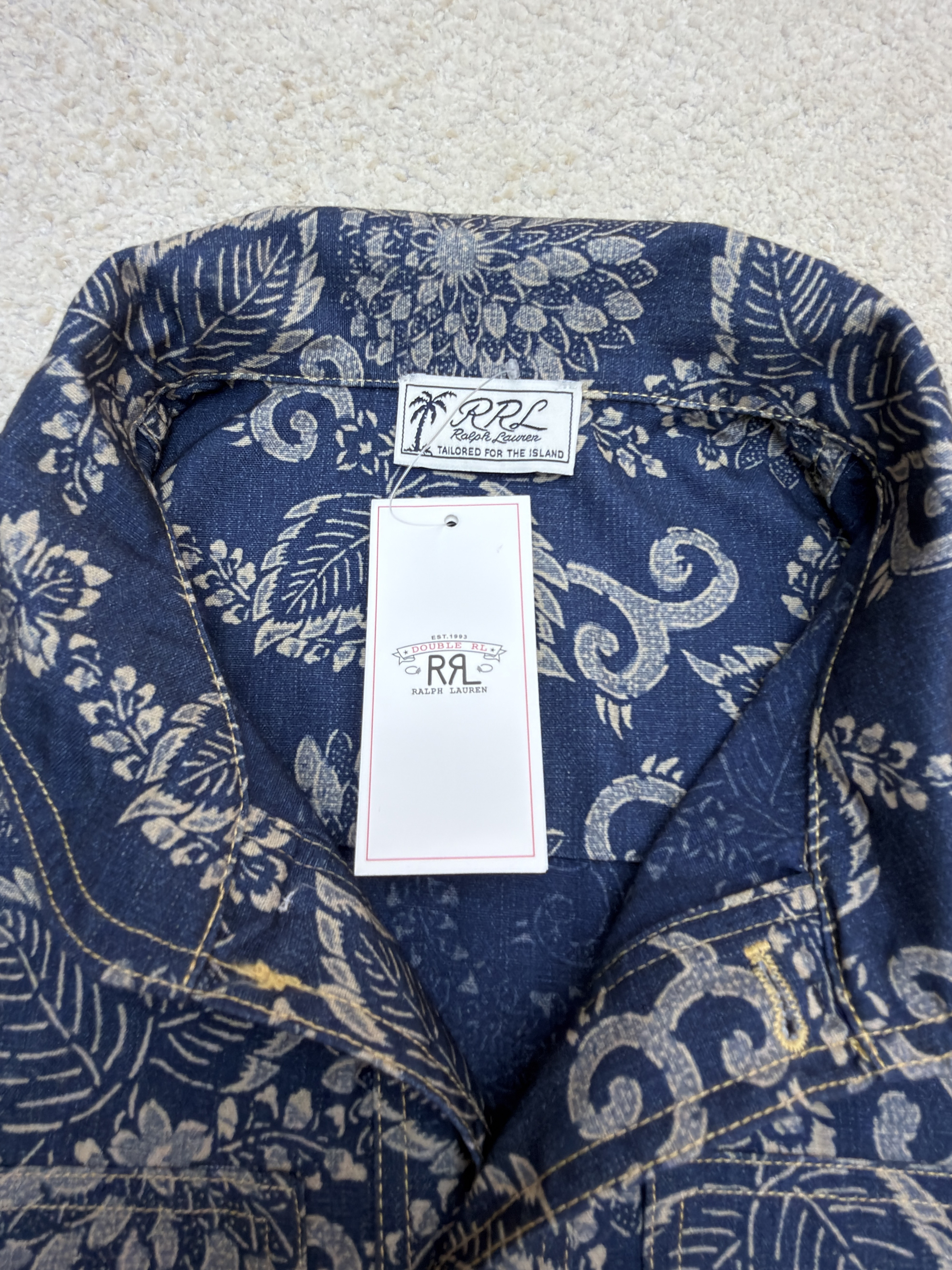 Ralph Lauren 拉夫劳伦 花卉翻领牛仔外套 夹克 长袖 秋冬 蓝色 B5