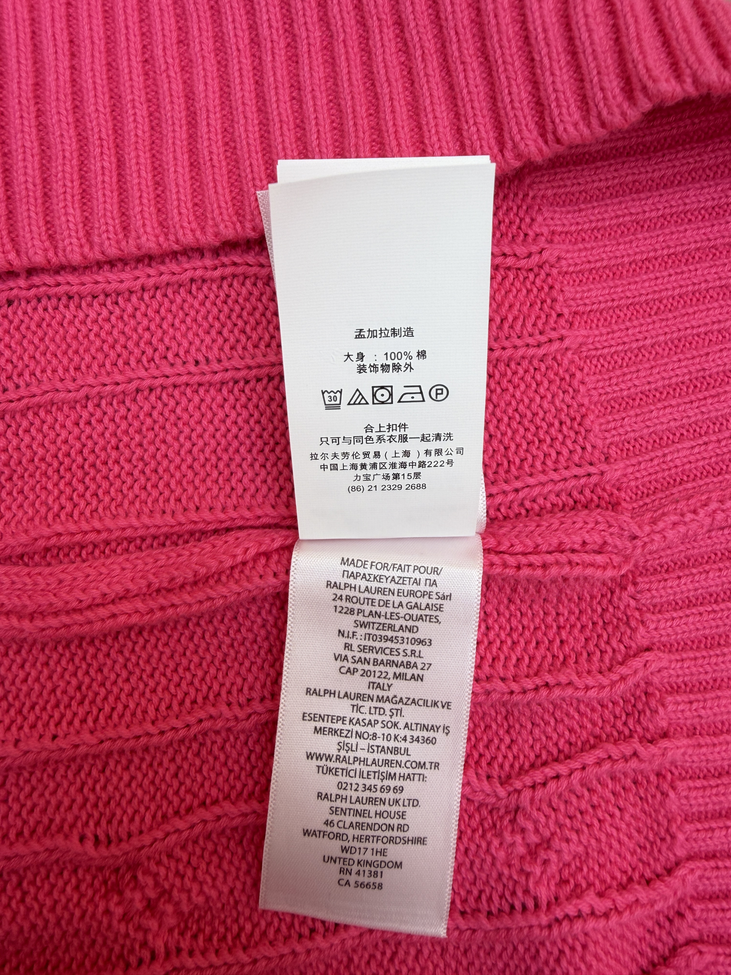 Ralph Lauren 拉夫劳伦 绞花刺绣套头连帽毛衣 针织衫 外套 长袖 黑色 粉色 B0