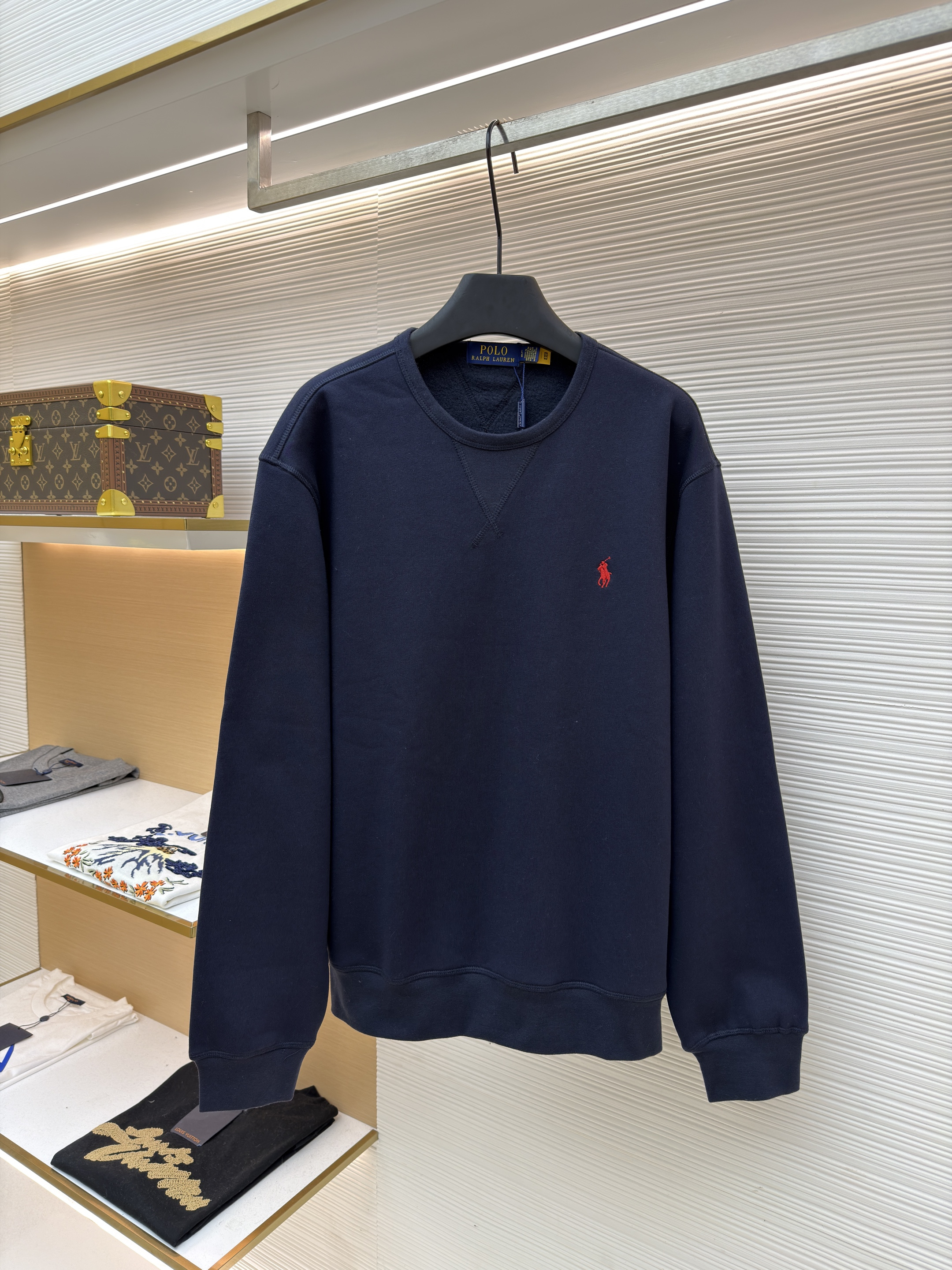 Ralph Lauren 拉夫劳伦 标识刺绣抓绒圆领卫衣 外套 长袖 秋冬 黑色 灰色 藏蓝色 白色 A7 710790783-005