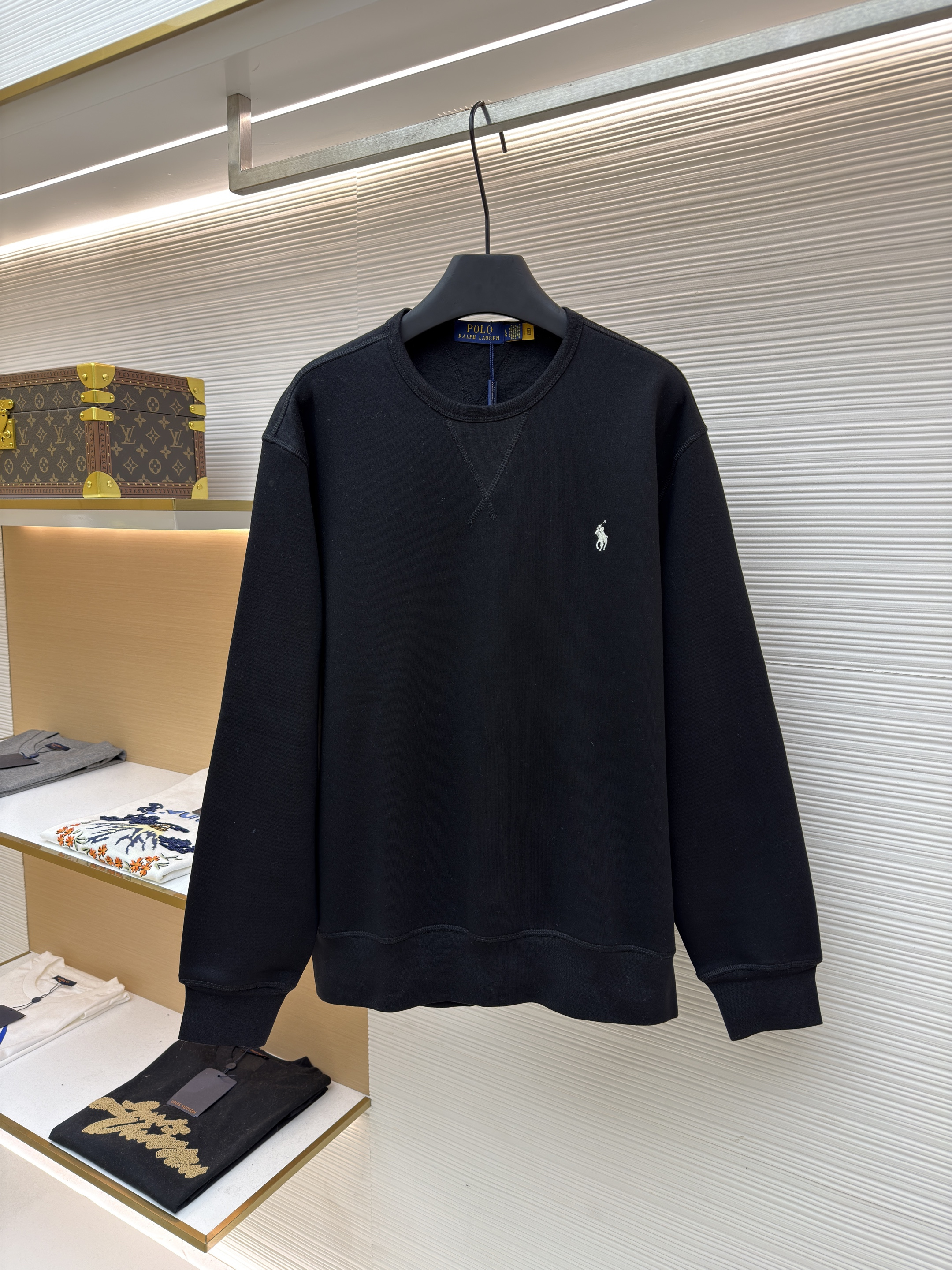 Ralph Lauren 拉夫劳伦 标识刺绣抓绒圆领卫衣 外套 长袖 秋冬 黑色 灰色 藏蓝色 白色 A7 710790783-005