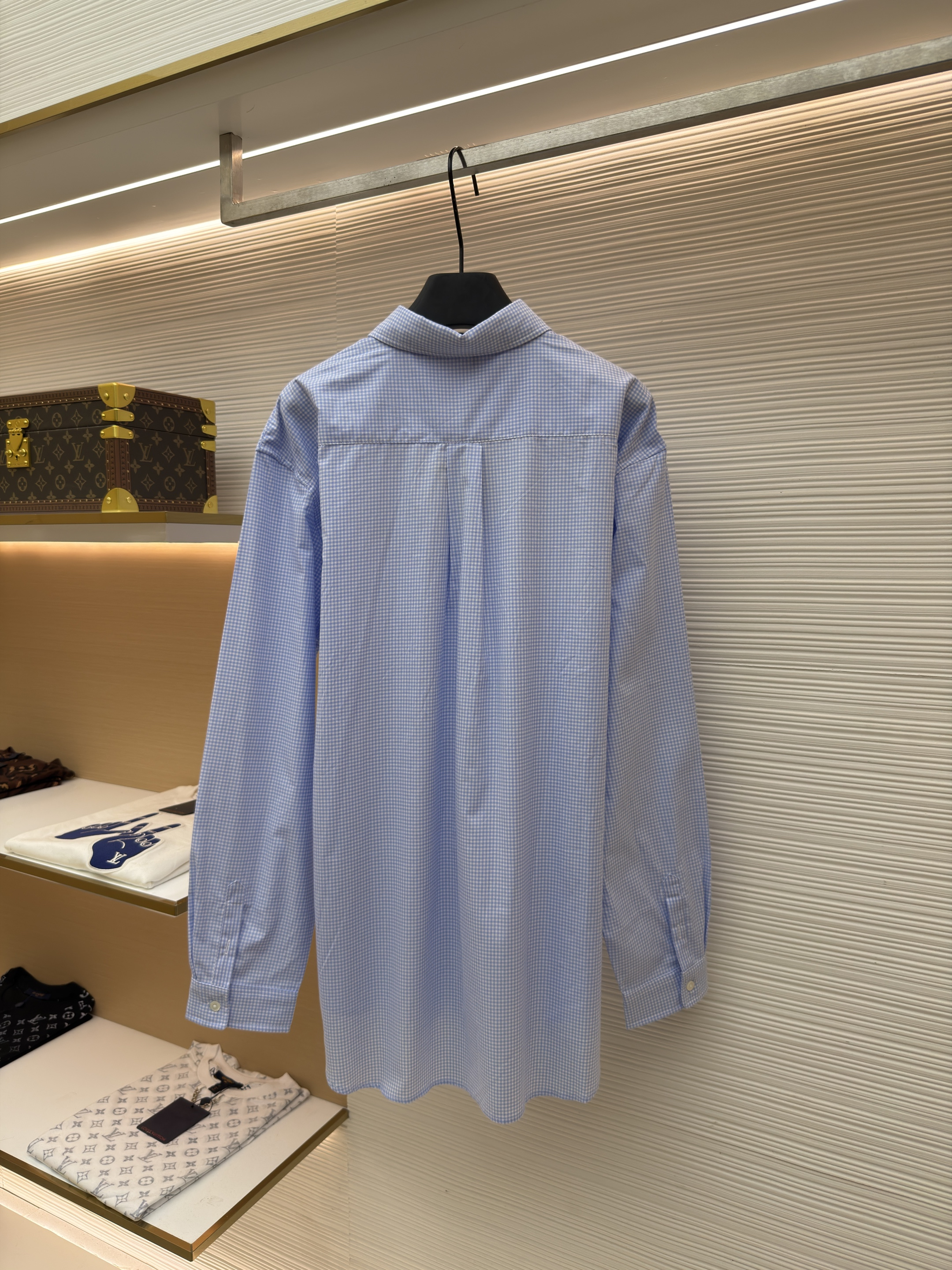 MIU MIU 缪缪 徽标格纹衬衫 外套 长袖 蓝色 B0