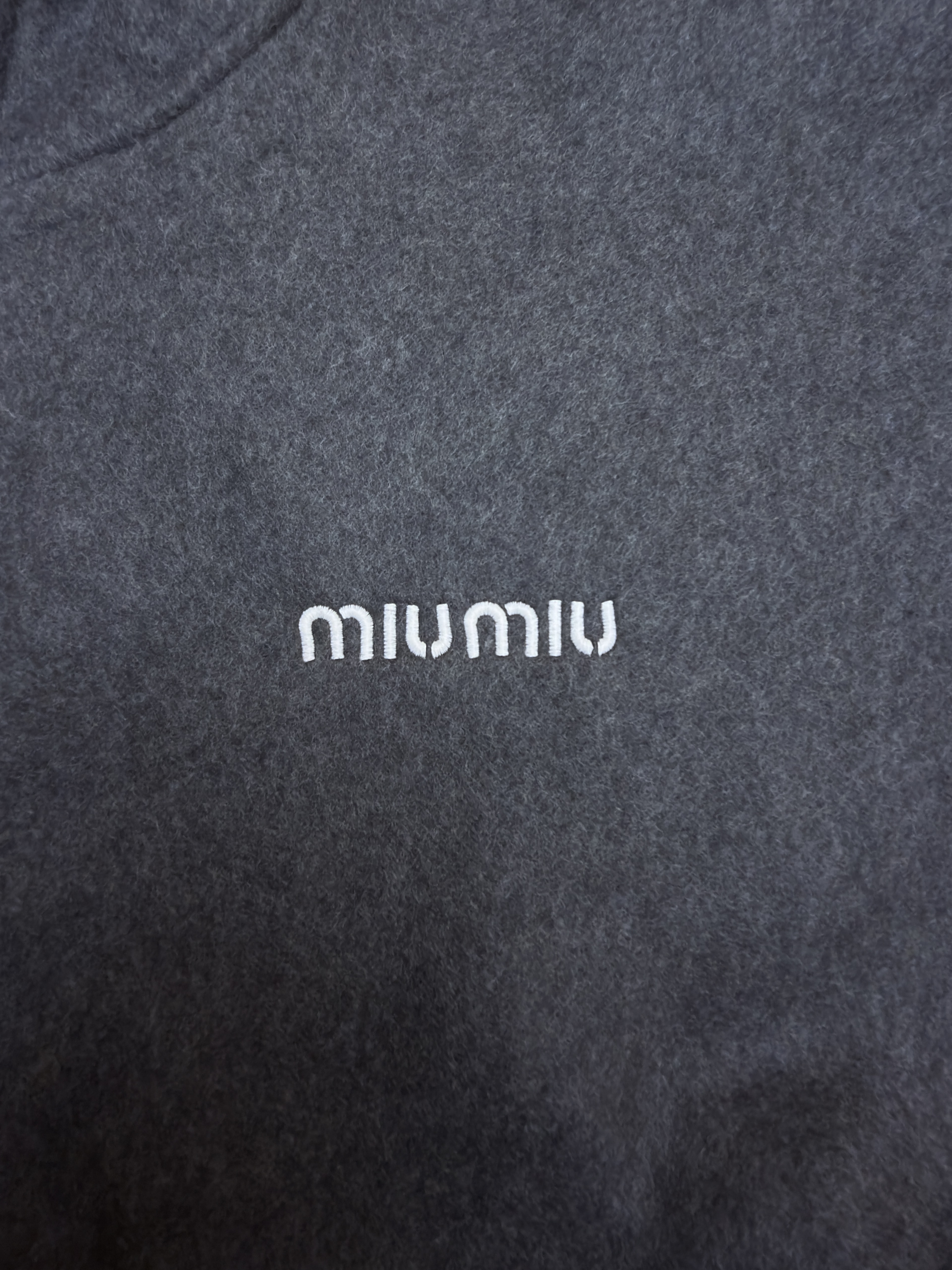 MIU MIU 缪缪 刺绣徽标拉链连帽卫衣 夹克 外套 长袖 灰色 B0 